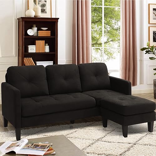 LEISU Sofá modular convertible, sofá en forma de L, moderno juego de sofá con diván reversible para sala de estar pequeña y apartamento (gris claro)