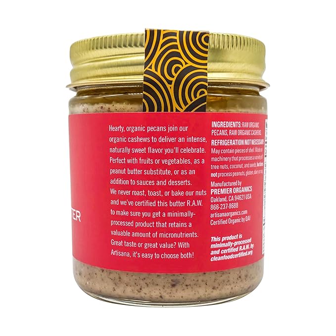 Mantequilla de Nueces Pecan Orgánica Cruda Artisana, 8 Onzas miniatura 3