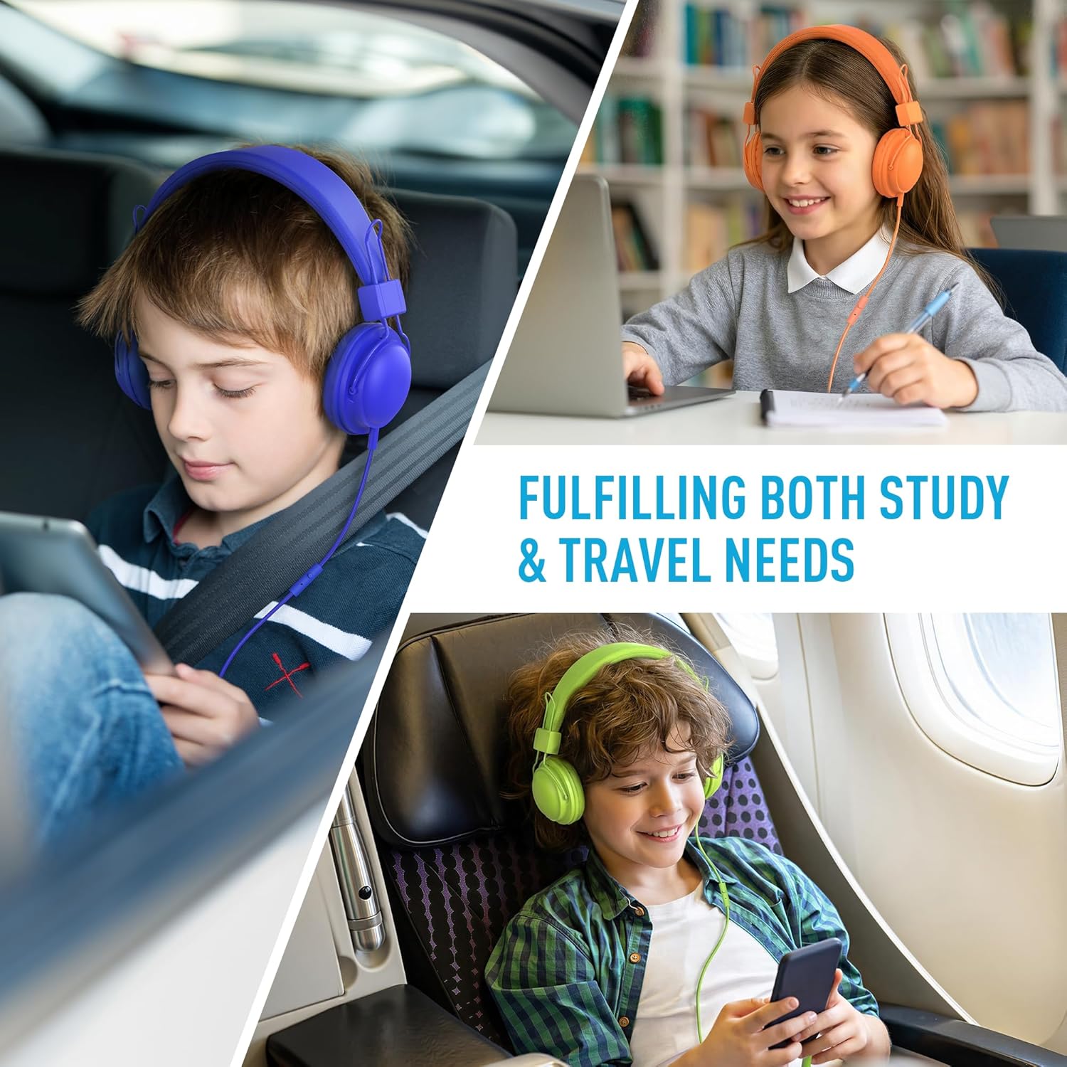 AILIHEN Kids Headphones Wired Bulk 10-Pack for K-6 School & Classroom, with Microphone, 85dB Volume Limit, Shareable, Foldable, 3.5mm Jack for Chromebook, Computer - Multicolor