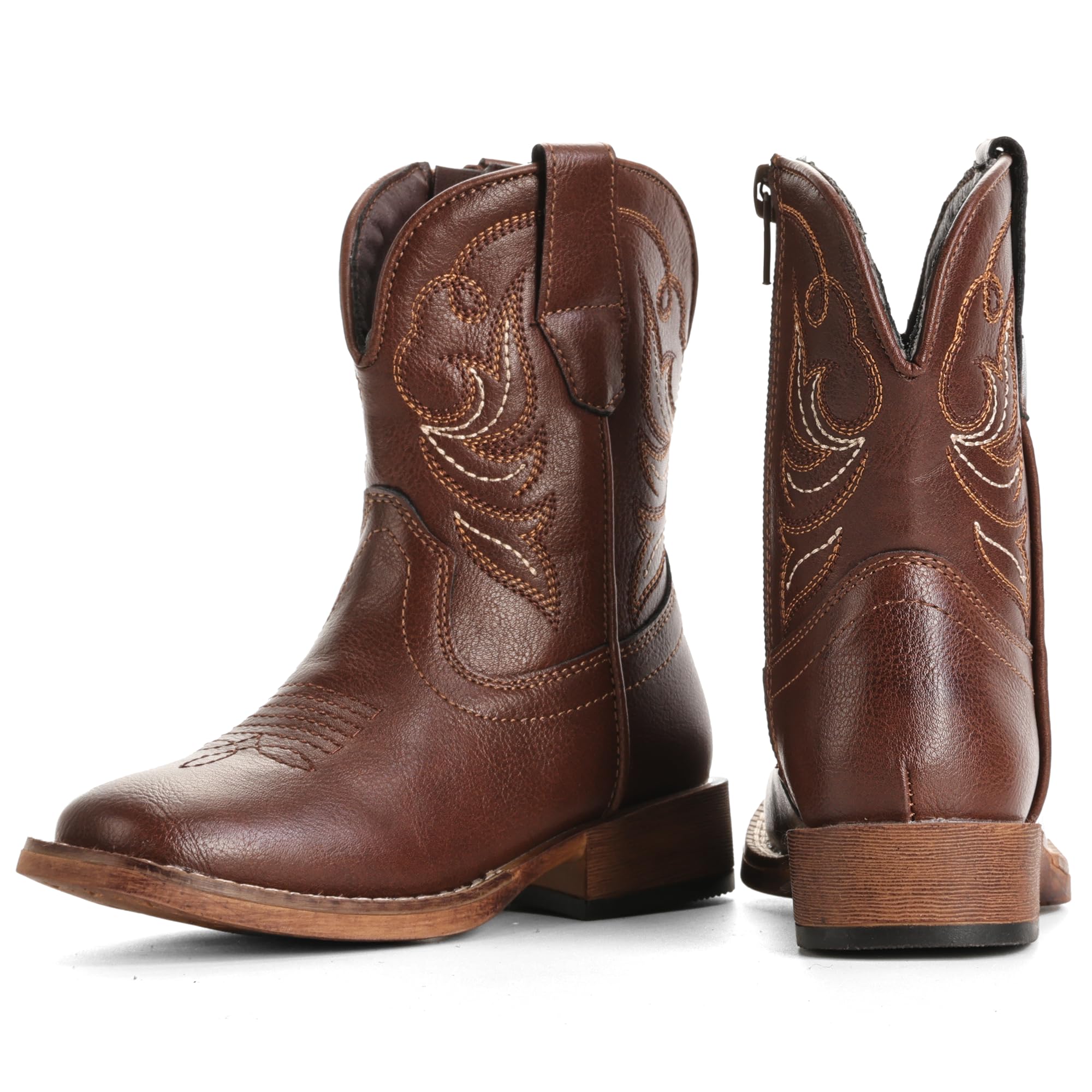 IUV KIDS Girls Cowgirl Boots Toddler Boys Cowboy Boots for Kids Western Square Toe Riding Mid Calf Boot - 5