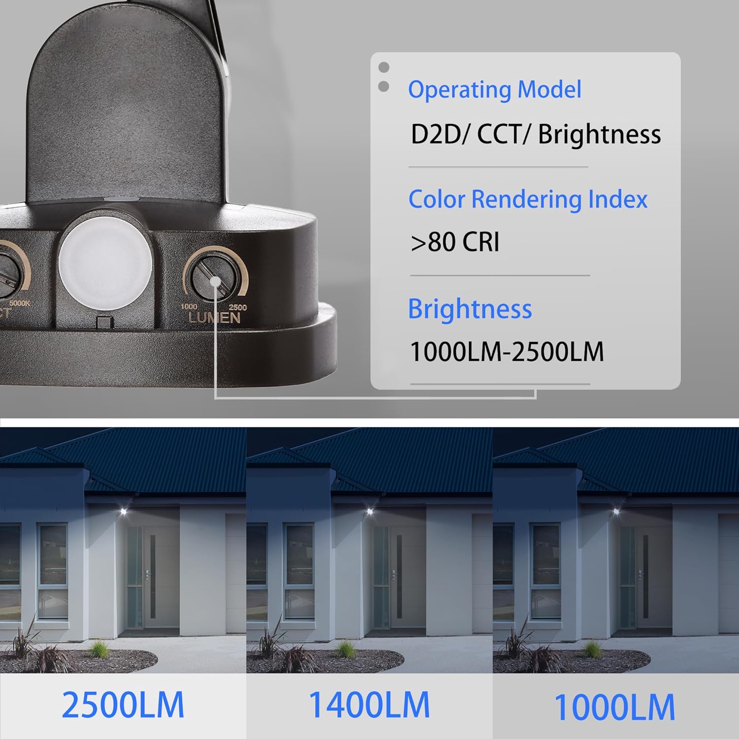 26W Flood Lights Outdoor, CCT Integrated LED Security Light Fixture, 1 Head Exterior LED Outdoor Light with Dusk to Dawn Control, ETL Water Resistant for Garage, Yard, Porch (Bronze)