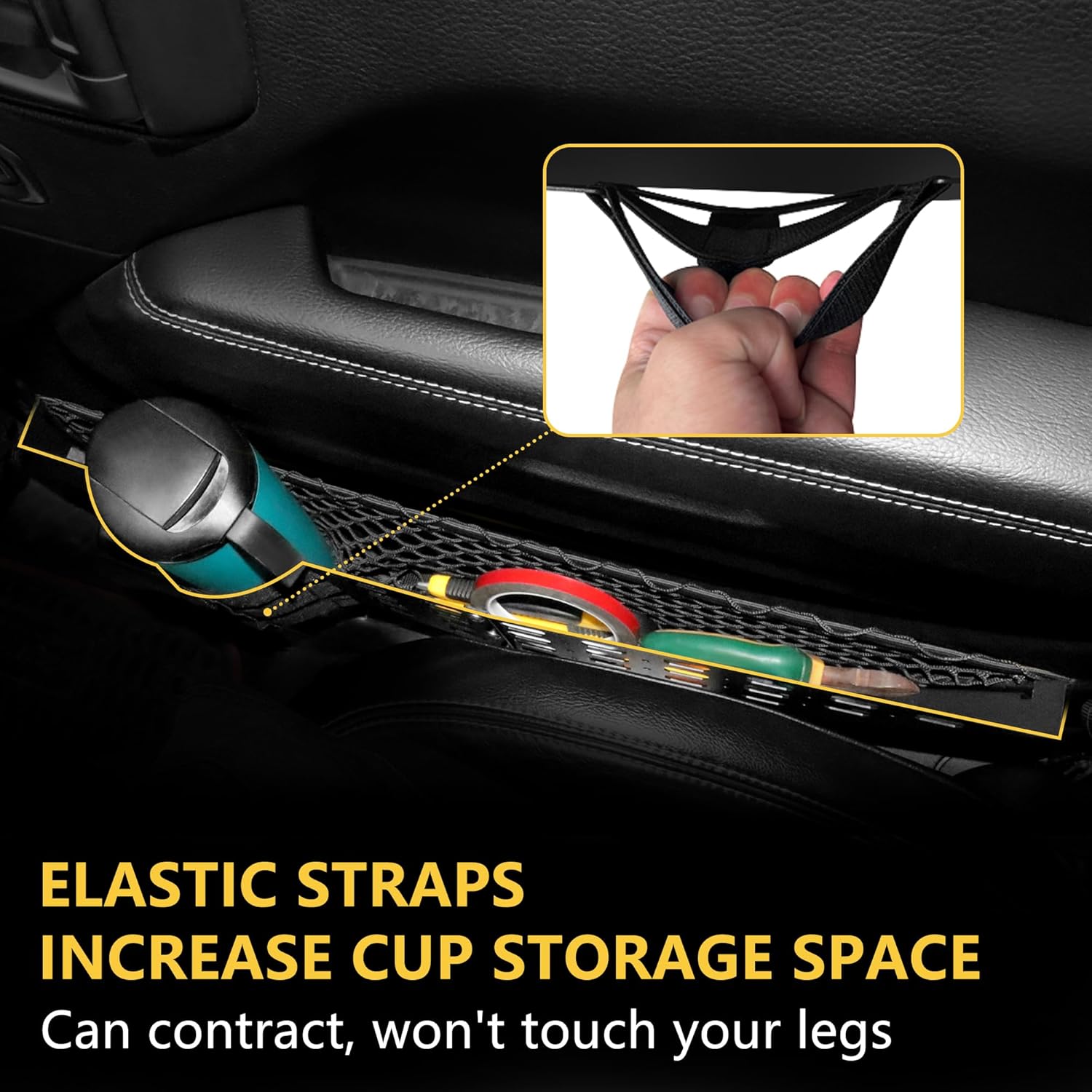 Front Door Pockets with Cup Holders For Jeep Wrangler Accessories JL 4XE Gladiator JT, Metal Storage Organizer-Replacement Original Factory Weak Saggy Net, Cover the Entire Door Storage Area