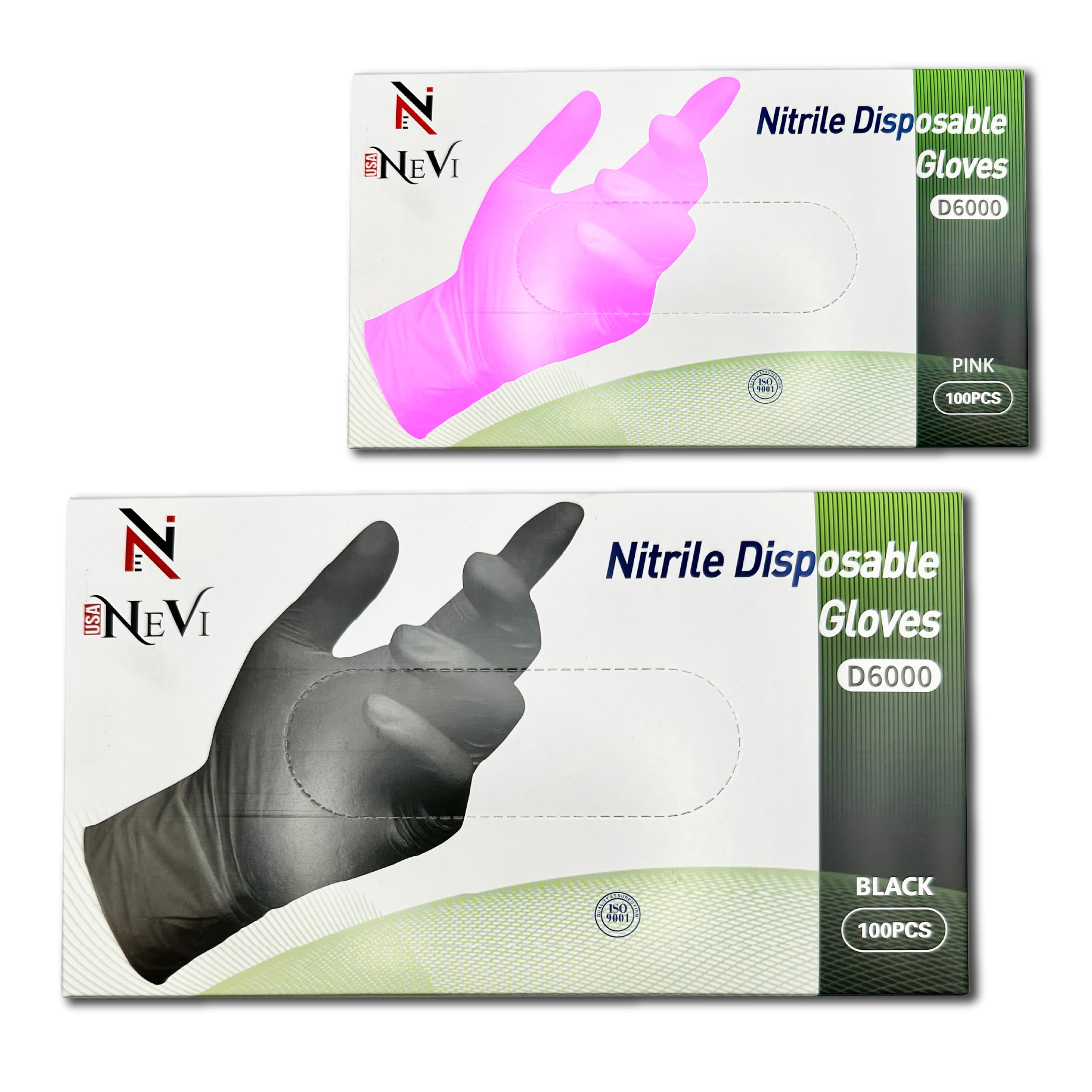 NeVi USA Disposable Nitrile Exam Gloves: 4-mil, Latex-Free Medical, Cleaning, Food-Safe Gloves - 100 Pieces (Size Medium)