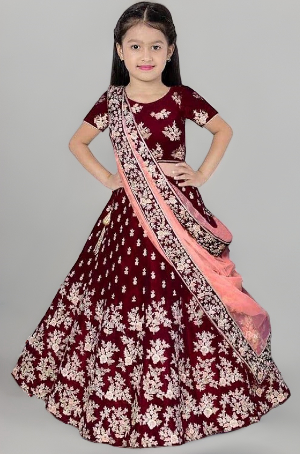eneric Girl's Jute Cotton Semi-stitched Lehenga Choli