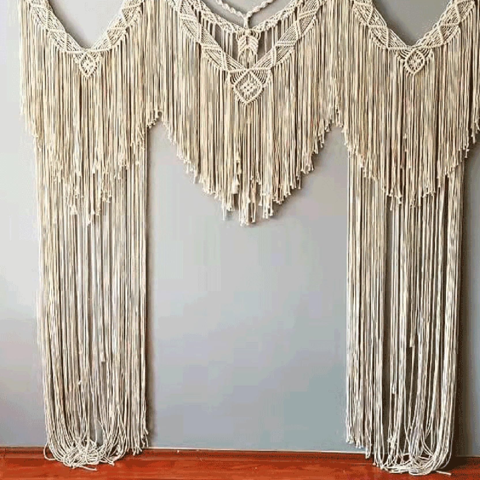 Tapiz de macramé para colgar en la pared, decoración bohemia grande, hecho a mano, cuerda de algodón, para el hogar, telón de fondo de boda, 140 x 185 cm
