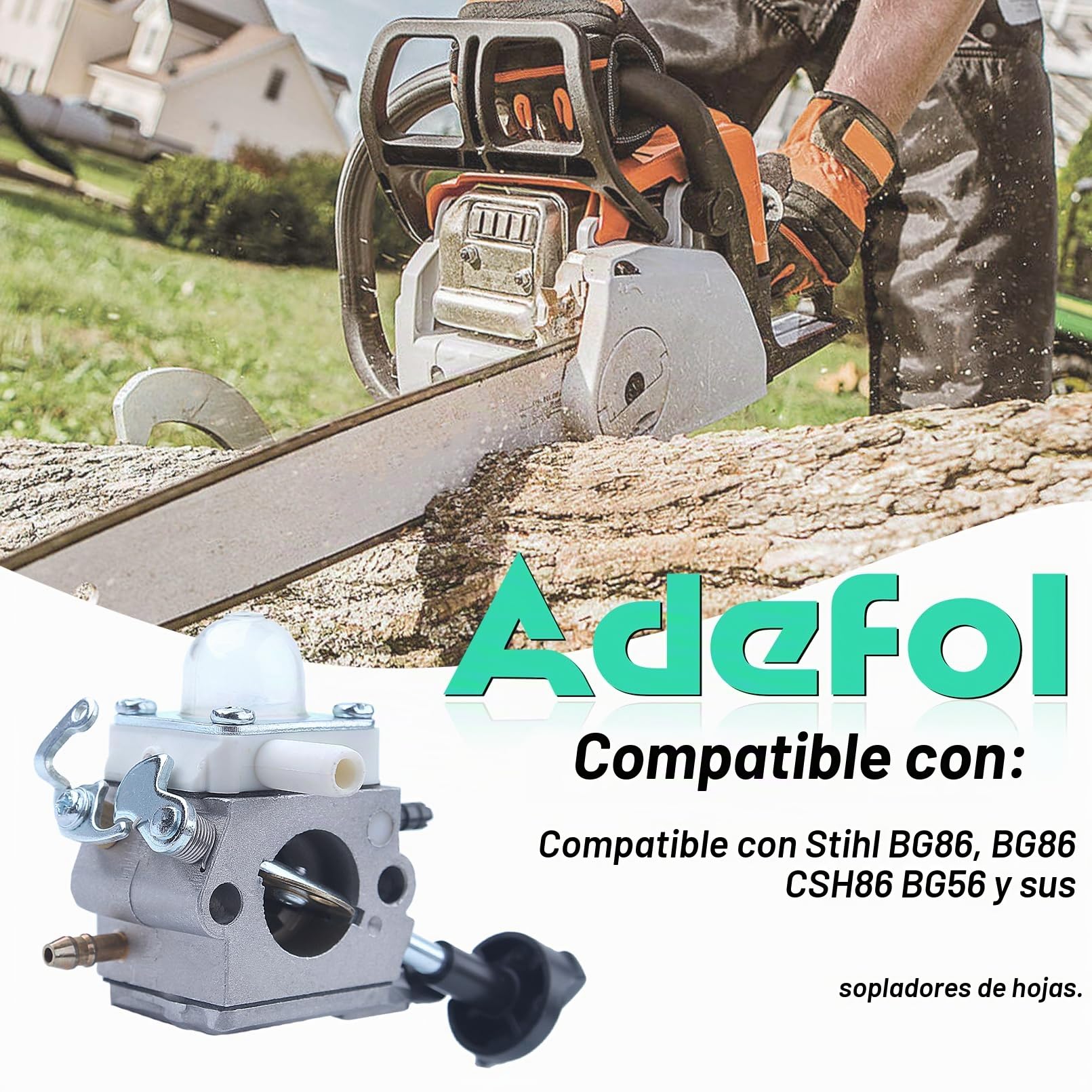 Carburador para STIHL BG86 BG56 SH86 Soplador de Hojas, ADEFOL Carburador con Junta + Filtro de Gasolina + Manguera de Gasolina + Bujía Piezas de Repuesto Carburetor Accesorio