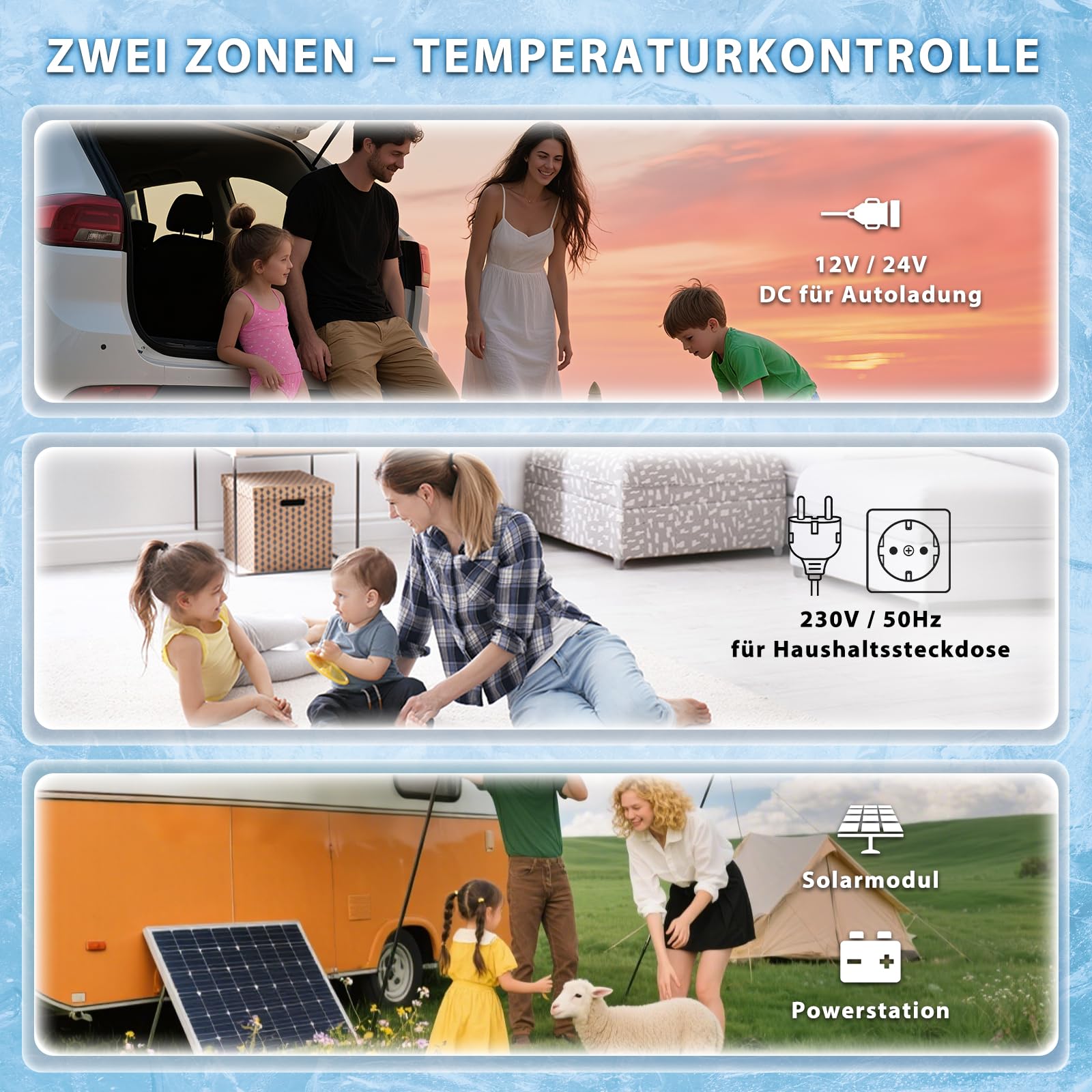 AS 40L Kompressor Kühlbox Dual Zone, Elektrische Kühlbox 12V /24V mit APP Steuerung, -20°C Tragbare Gefrierbox, kühlschrank mit Rollen und Teleskopgriff für Auto, LKW, Camping und Wohnmobil