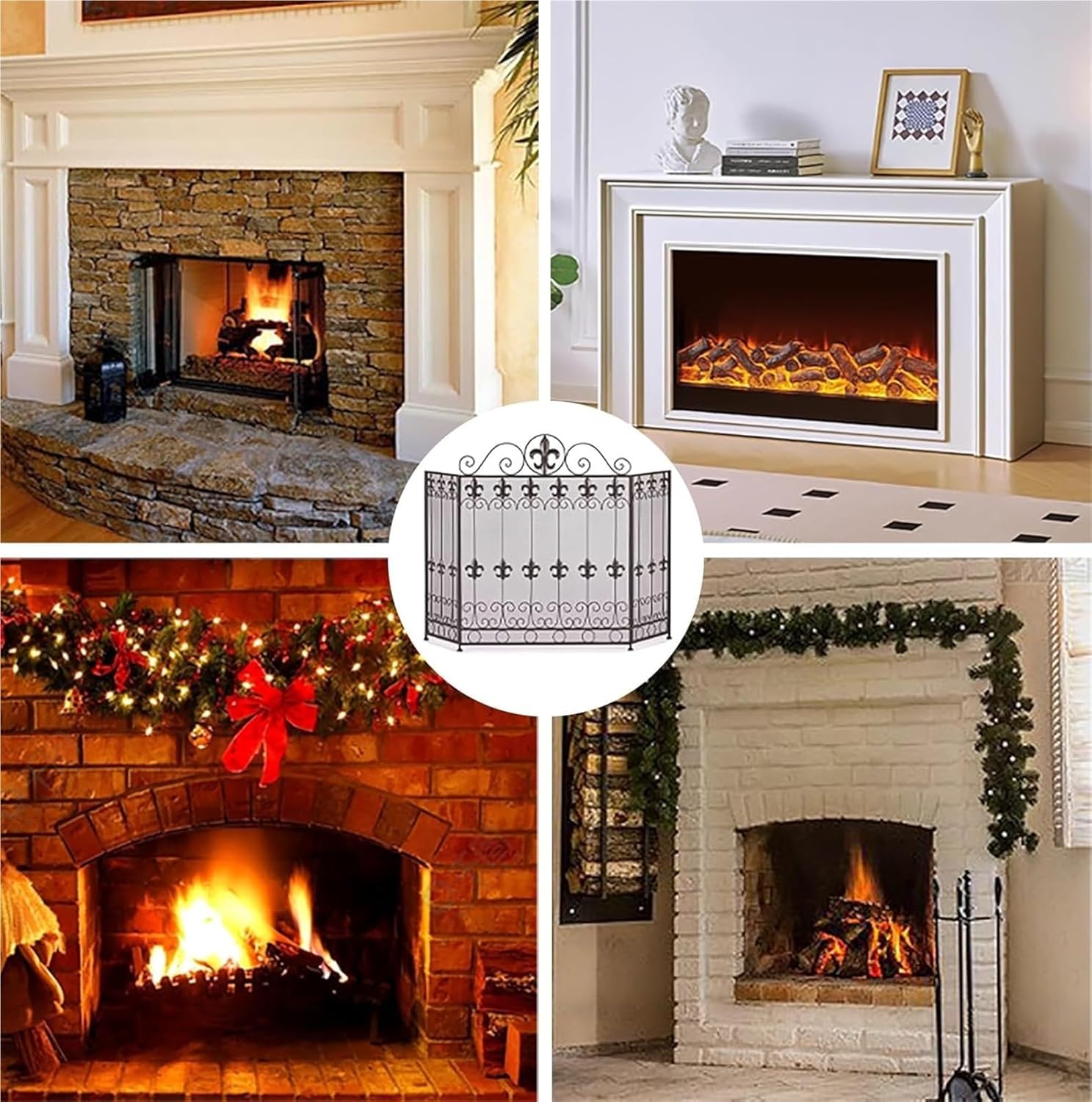 3-Panel Foldable Metal Fireplace Screen with Mesh Cover - Modern Design Fireguard for Living Room Safety and Style, Elegant Fire Pit Protection