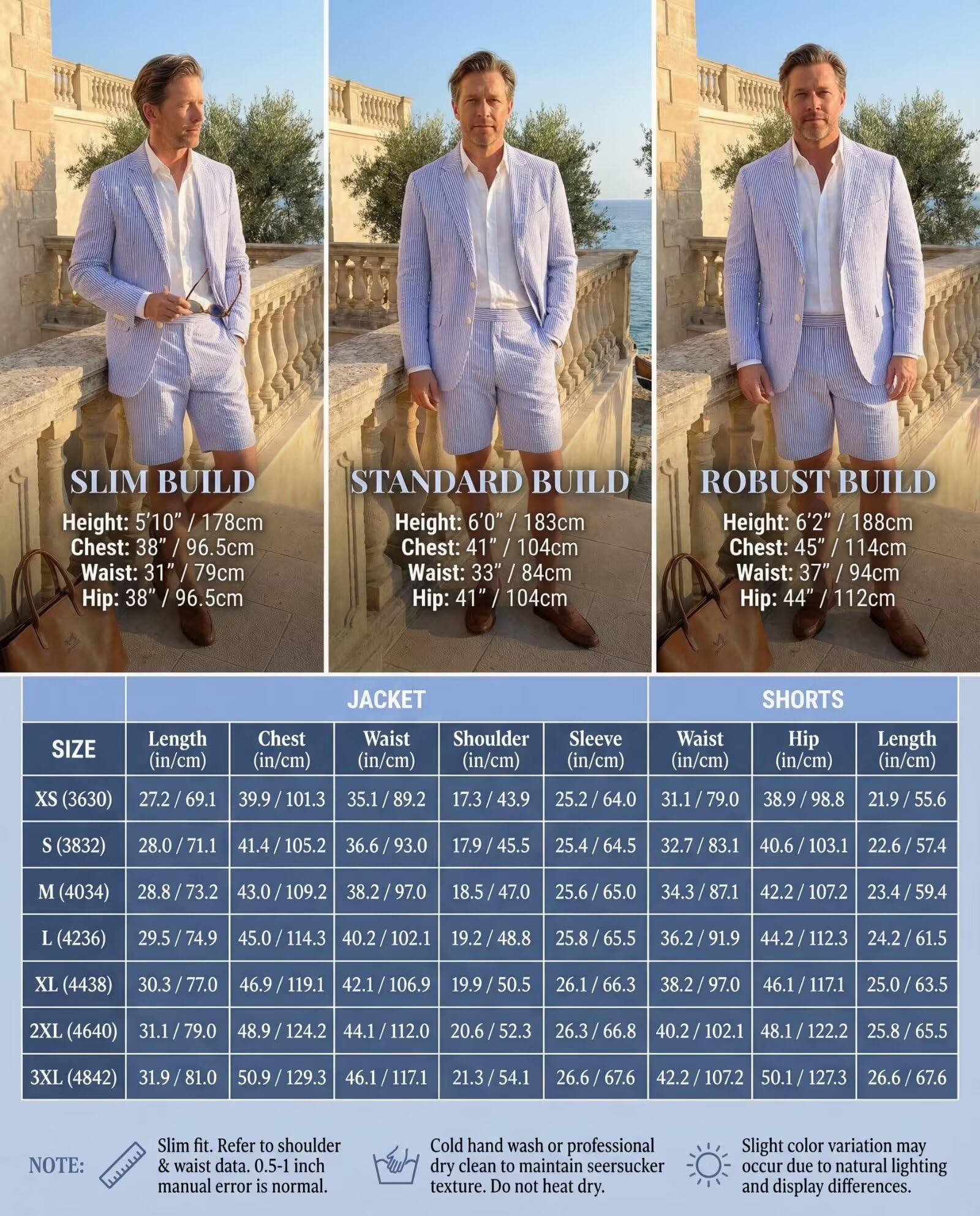 Photo 1 of 2 Piece Men Seersucker Suits Blazer Shorts Set Casual Sage Green Suits XS