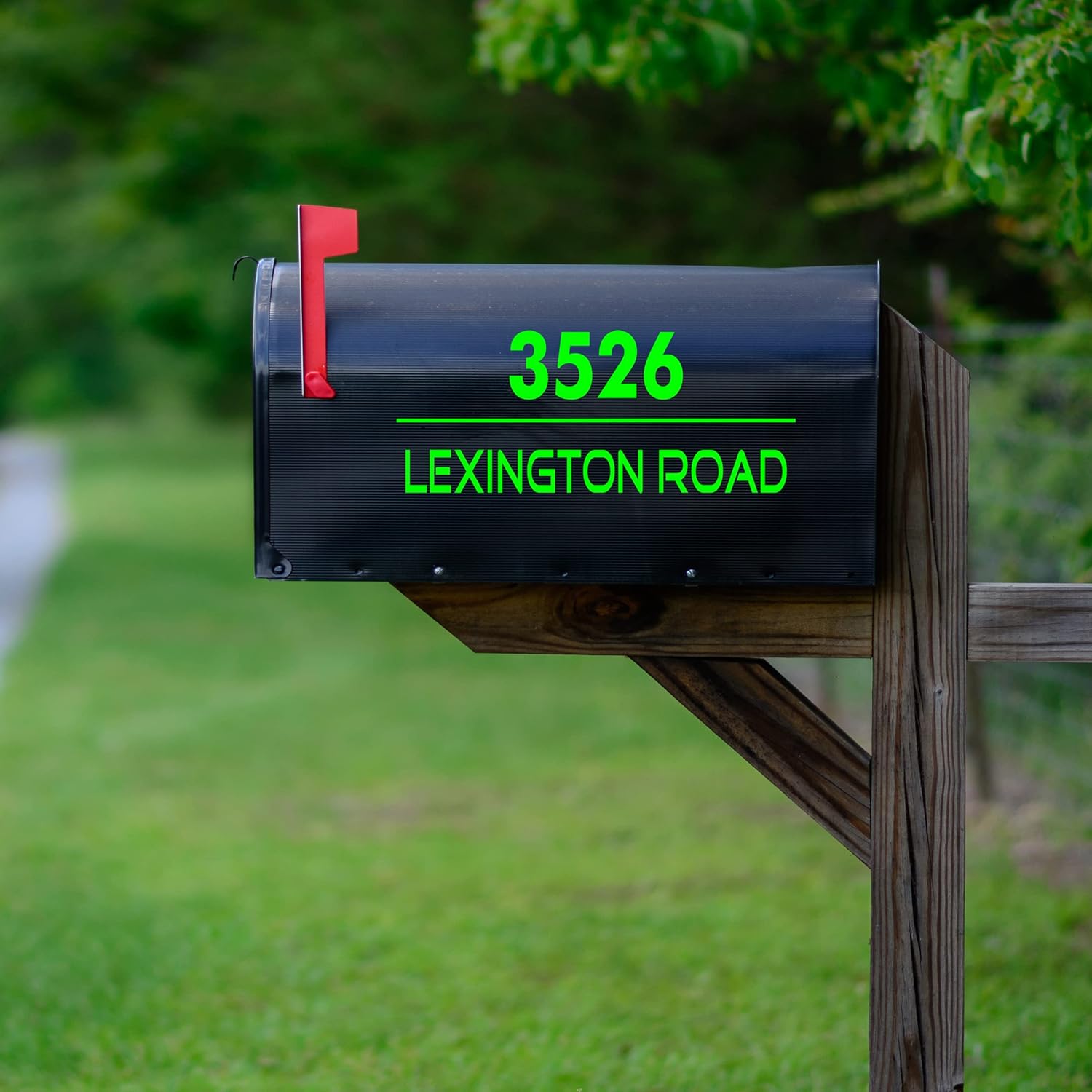 VWAQ Mailbox Address Custom Vinyl Decals - Set of 2 Street Address Sticker - CMB32 (4.5" H X 11.5" W, Black)