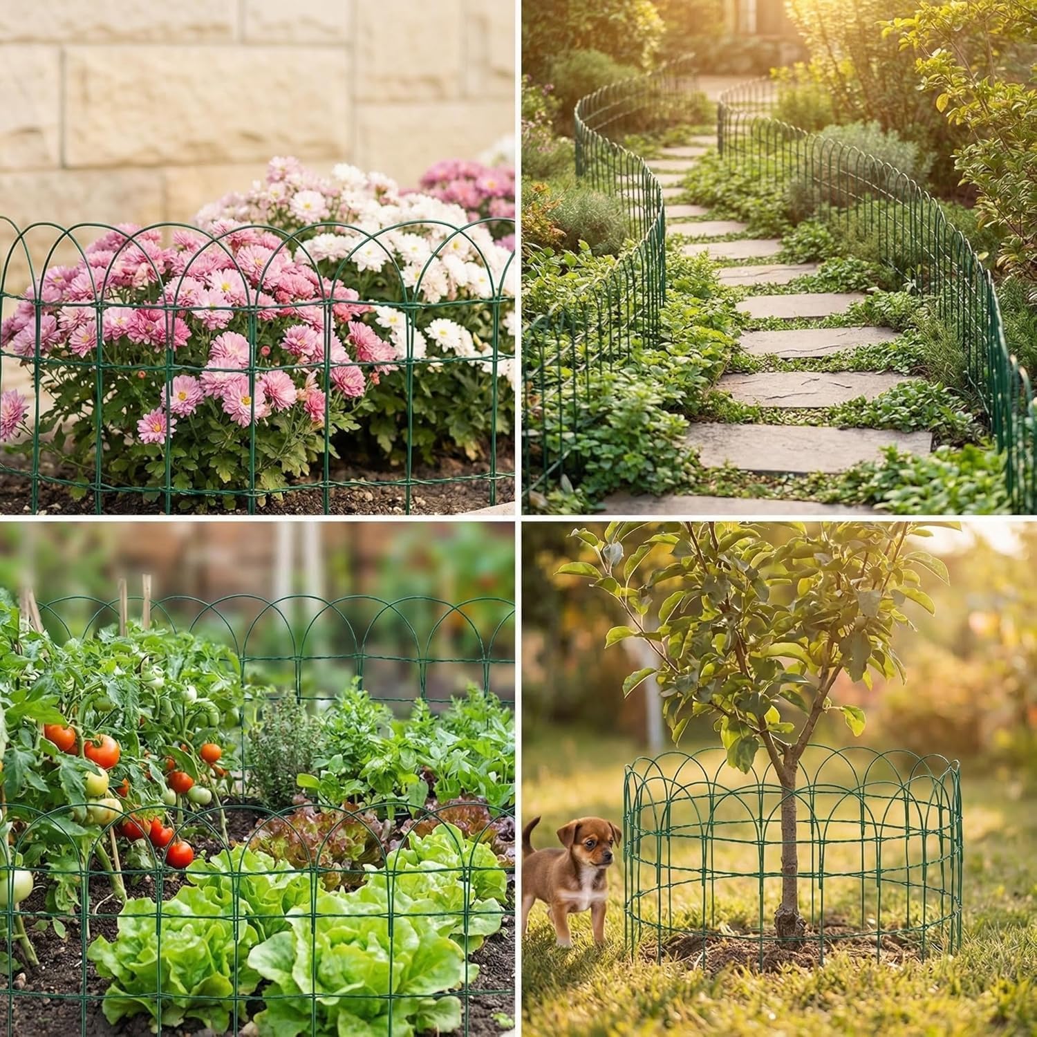 Amagabeli Gartenzaun, 0,4 m x 25 m, grün, 2,95 mm, RAL6005, PVC-beschichteter Metalldraht, rostfrei, für den Außenbereich, für Blumentiere