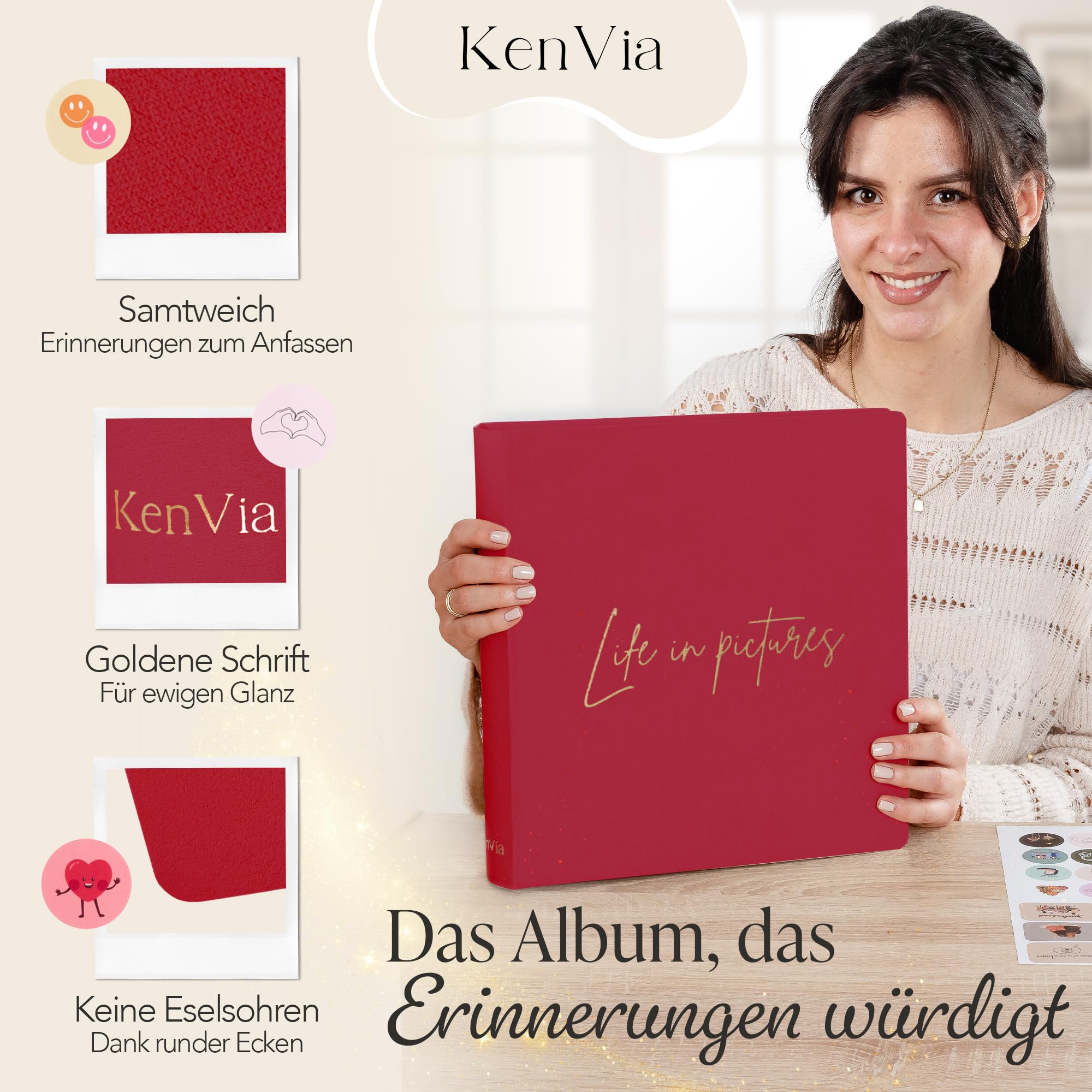 Album fotografico fai da te, XXL, 100 pagine bianche (50 fogli), 30 x 30 cm, grande per 400 foto con adesivi e confezione regalo, raccontare la tua vita nelle immagini, il tuo libro fotografico da