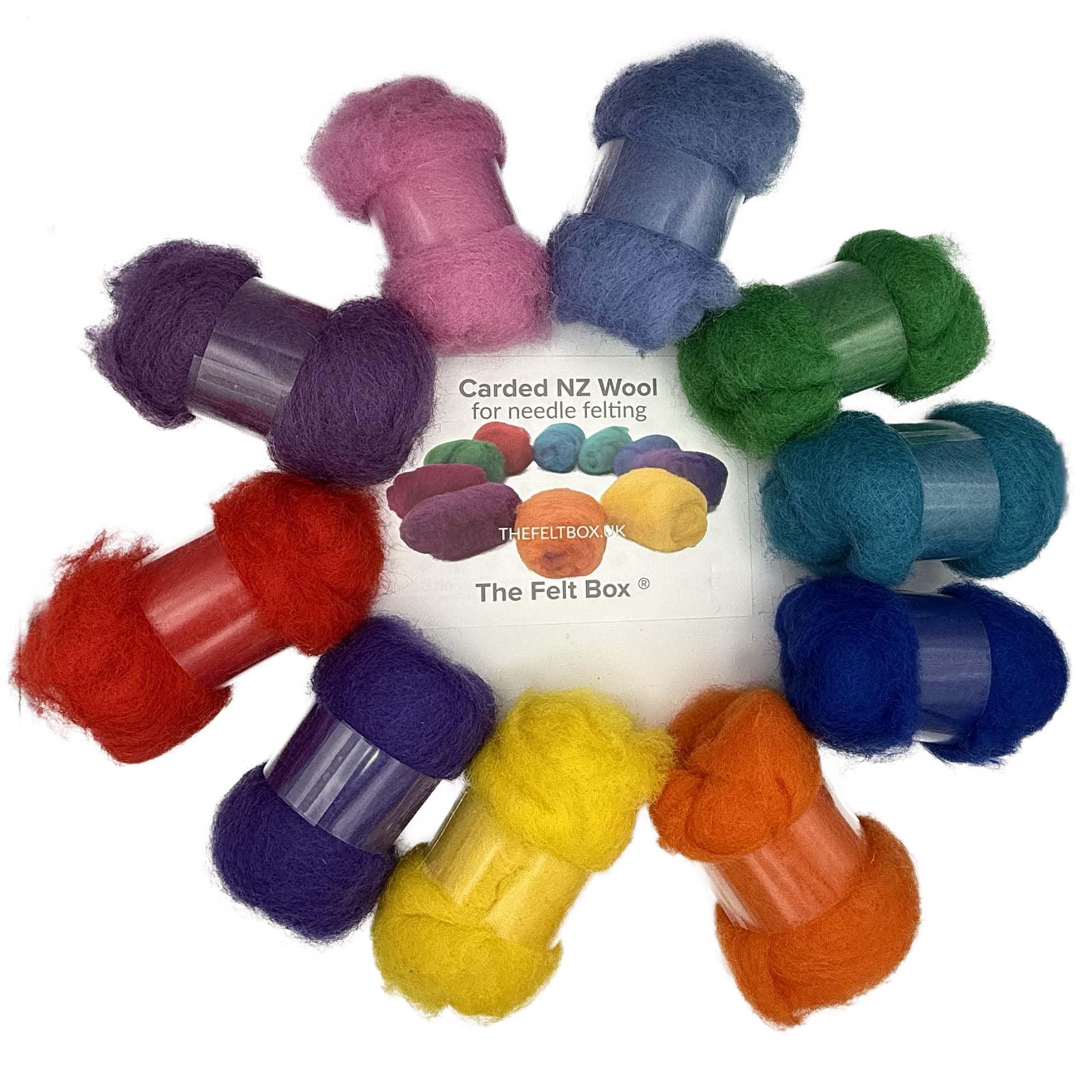 The Felt Box 200 g Bright Carded Wool Shade Pack for Needle Felting