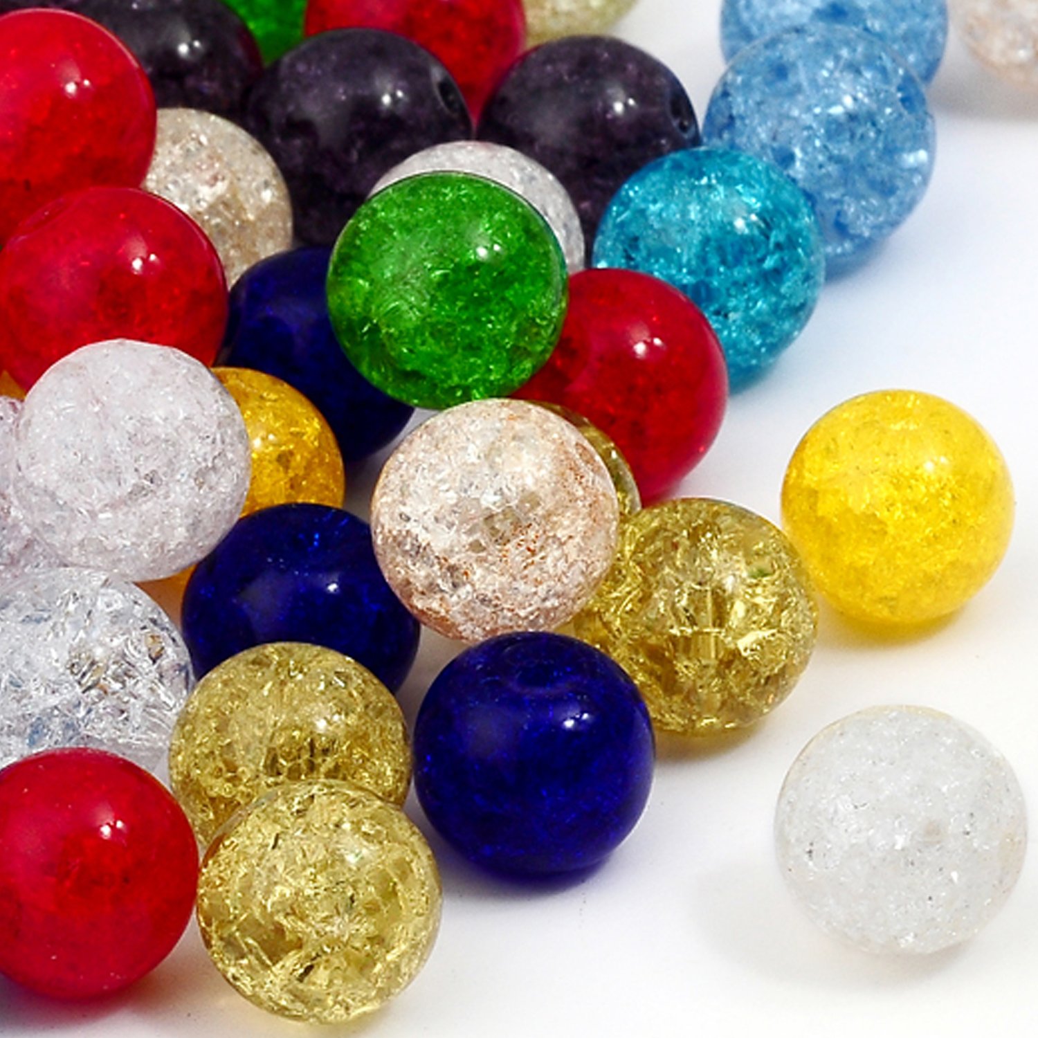 RUBYCAAssorted Mixed Round Druk Crackle Czech Crystal Glass Beads for Jewelry Making (4mm, 100pcs)