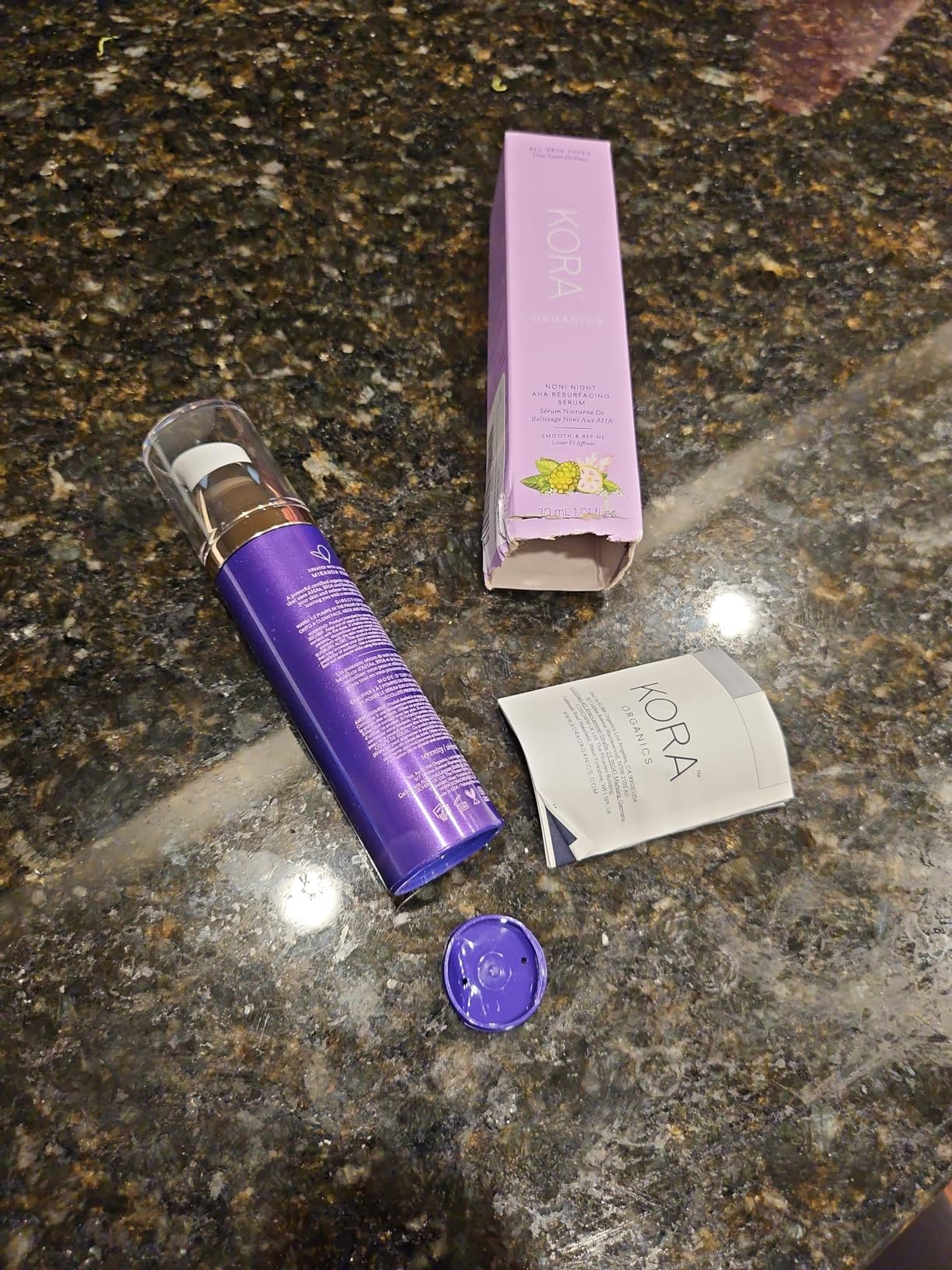 KORA Organics Noni Night AHA Resurfacing Serum, Smooth & Refine, Certified Organic, Cruelty Free, 1.01 fl oz
