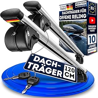 WERKTHOR Alu Dachträger 120cm für Offene Reling – Aerodynamischer Relingträger Vormontiert & Abschließbar – Auto Dachträger 90kg – Universal für Dachbox & Fahrrad