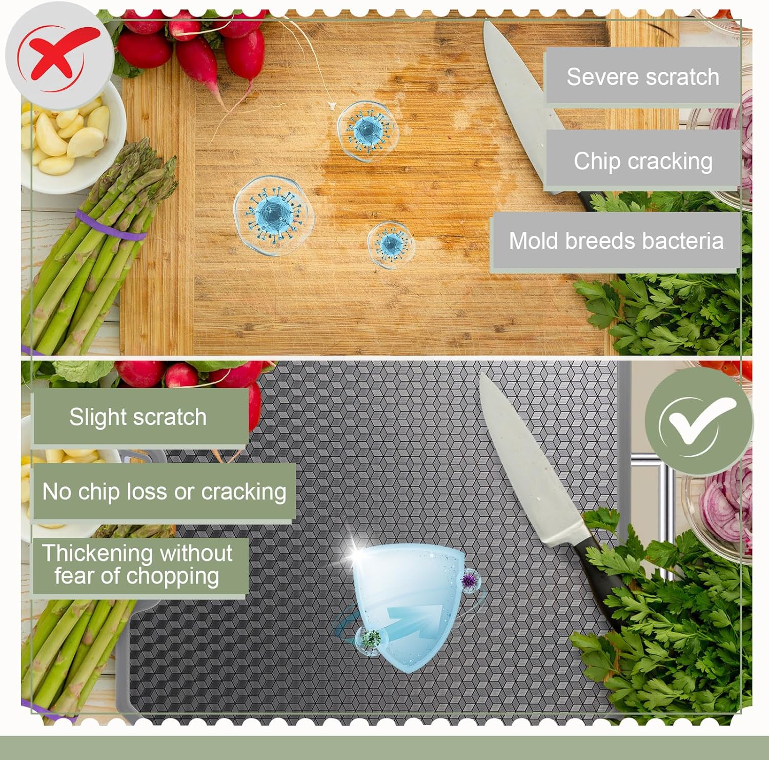 Patelai 2 Pcs Large Double Sided Cutting Board Wheat Straw and 304 Stainless Steel Chopping Board 17.5 x 12.6 Inch and 15.7 x 12 Inch for Fruit Vegetables Meat