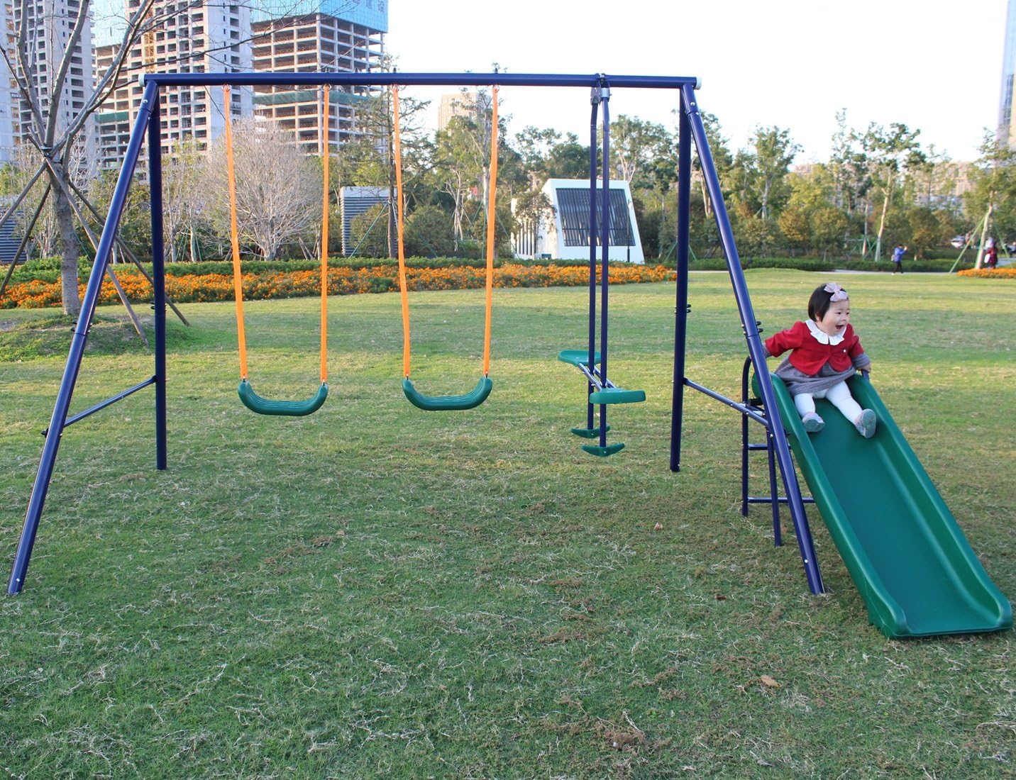 Kids Swing Set with Slide,Backyard Discovery Swing Set
