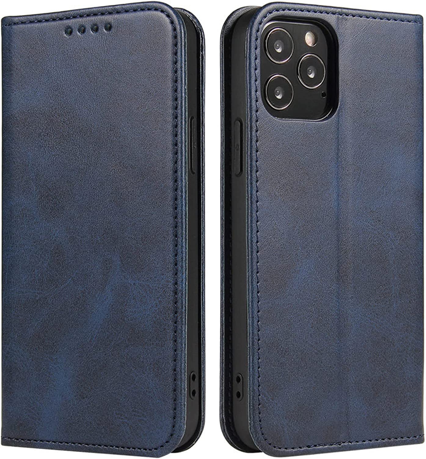 Étui iPhone 14 Pro Max KANUZ fonction béquille et compartiments cartes bleu