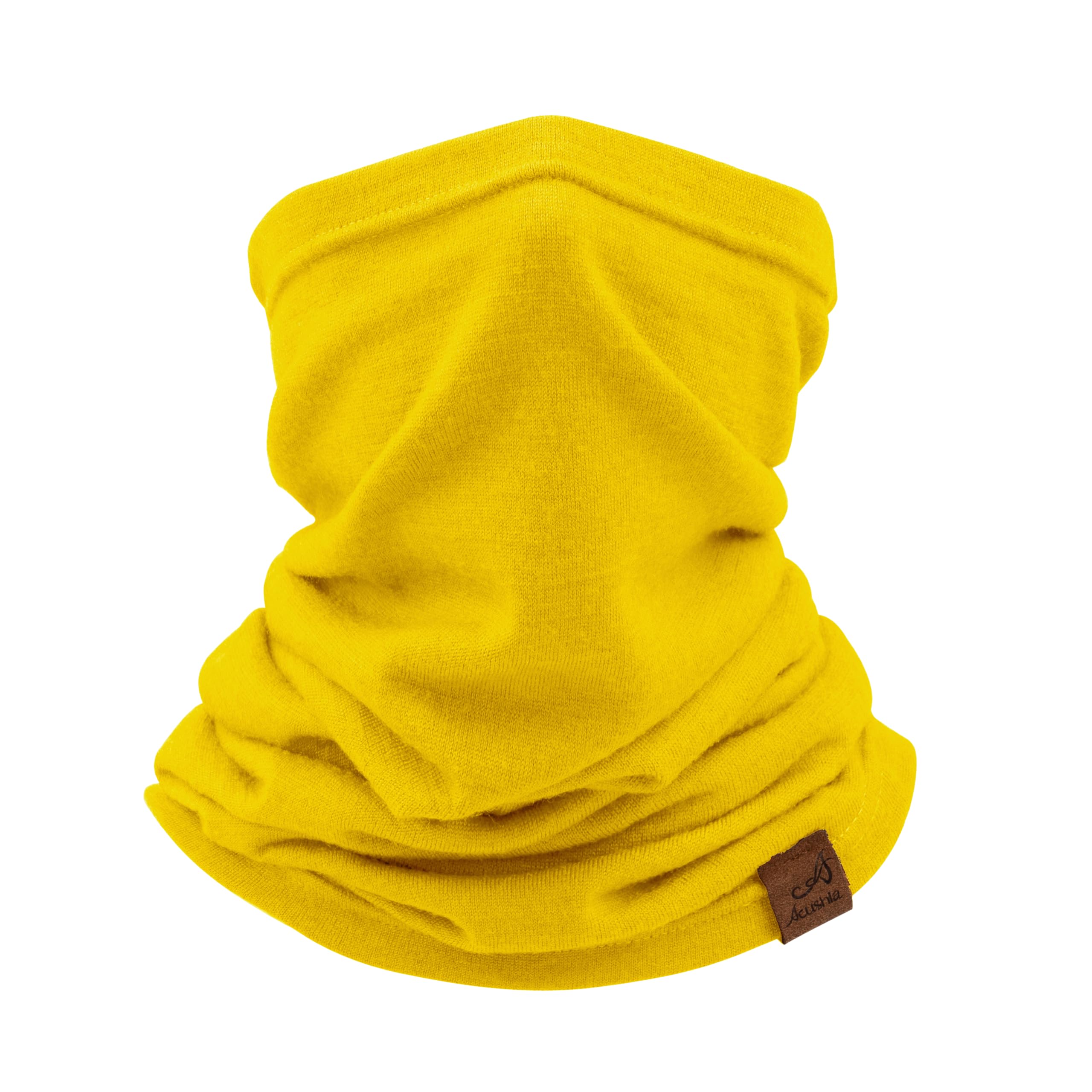 ACUSHLA 100% Merino Wool Neck Gaiter Ski Face Mask Scarf Neck Warmer for Men & Women All Weather (Bright Yellow 214)