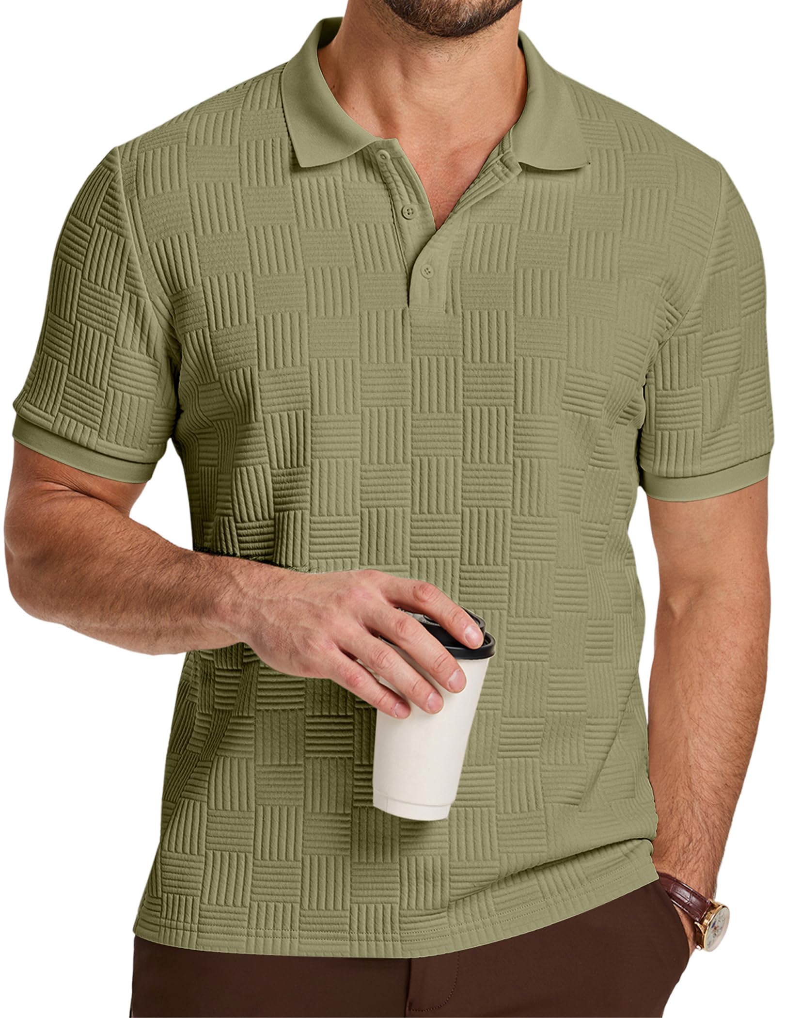 JMIERR Herren Poloshirt Kurzarm Casual Sommer Textured Polo | Regular Fit Poloshirts für Herren,Old money style Polohemd,Stretch Strickpolo Regular Fit,Atmungsaktiv,Maschinenwaschbar