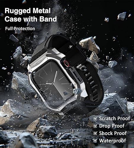 Miniatura 3 de ULTIMAL Correa ajustable compatible con Apple Watch de 1.772 pulgadas1.732 pulgadas, resistente correa deportiva con carcasa de acero inoxidable