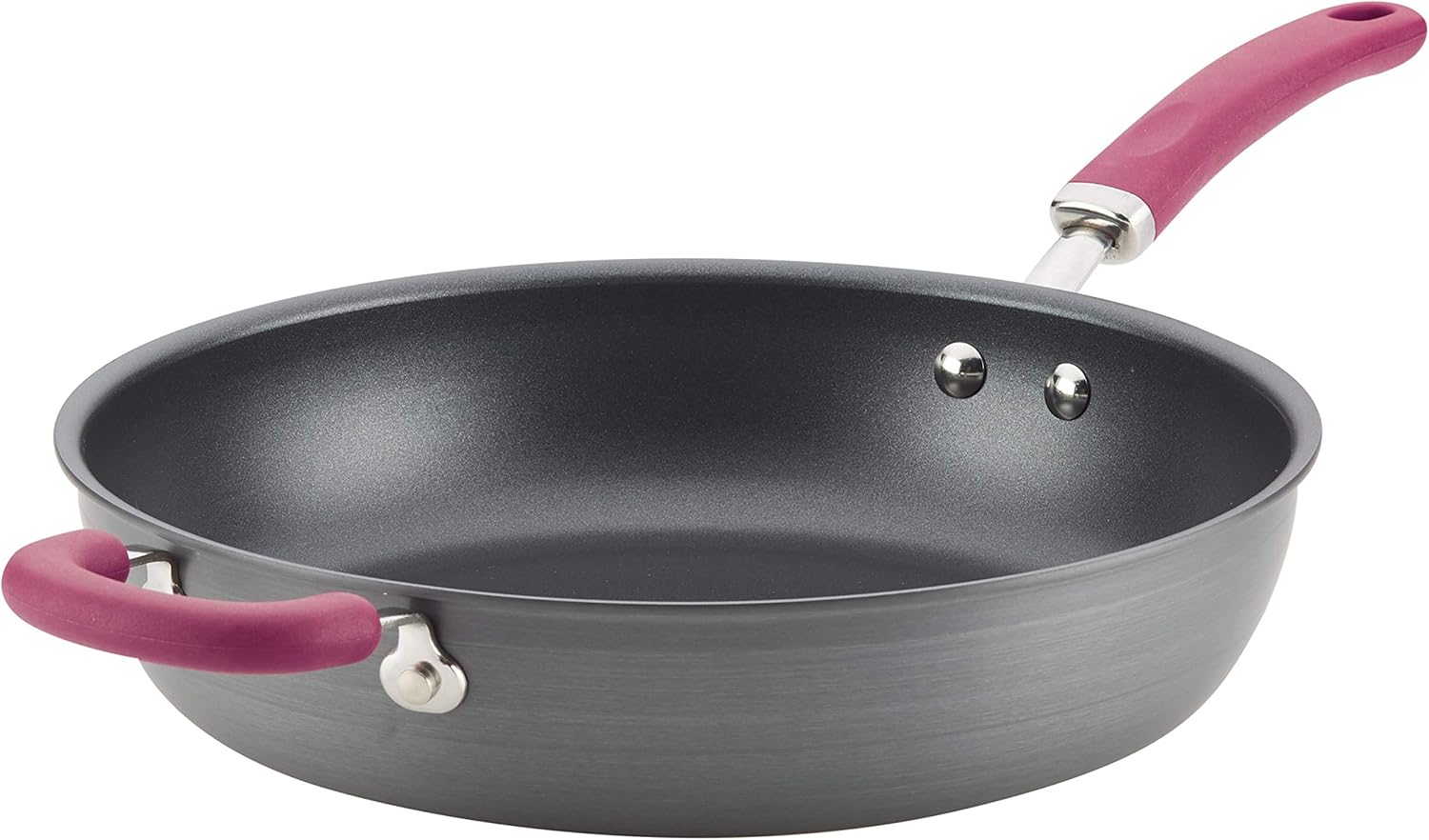 Rachael Ray 81129 Twin Pack Hard Anodized Aluminum Skillet Set, 2 Piece, Gray with Light Blue Handles