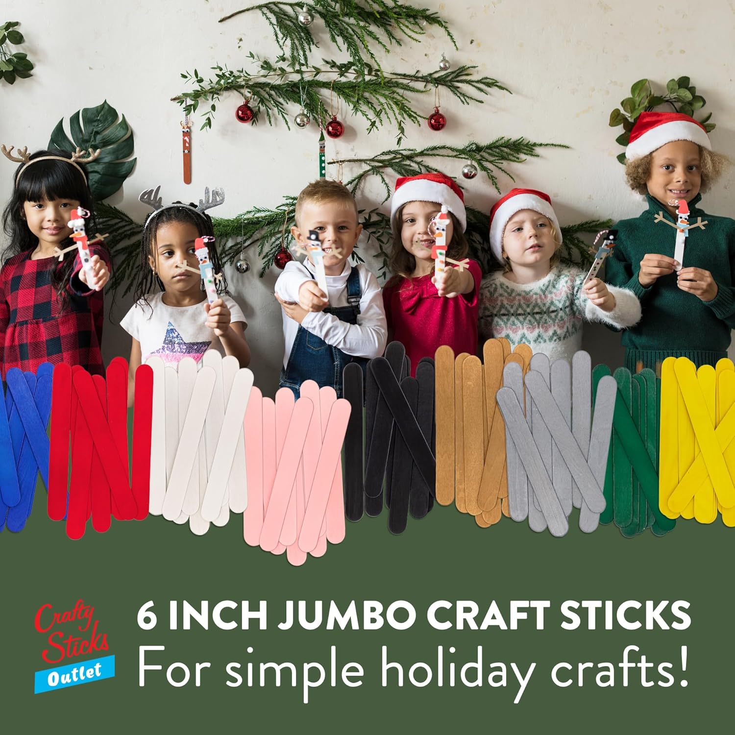 CraftySticks- 600 Pack 6 Inch Yellow Painted Wood Craft Sticks, Jumbo Popsicle Sticks for Crafts, Learning and STEM Basics