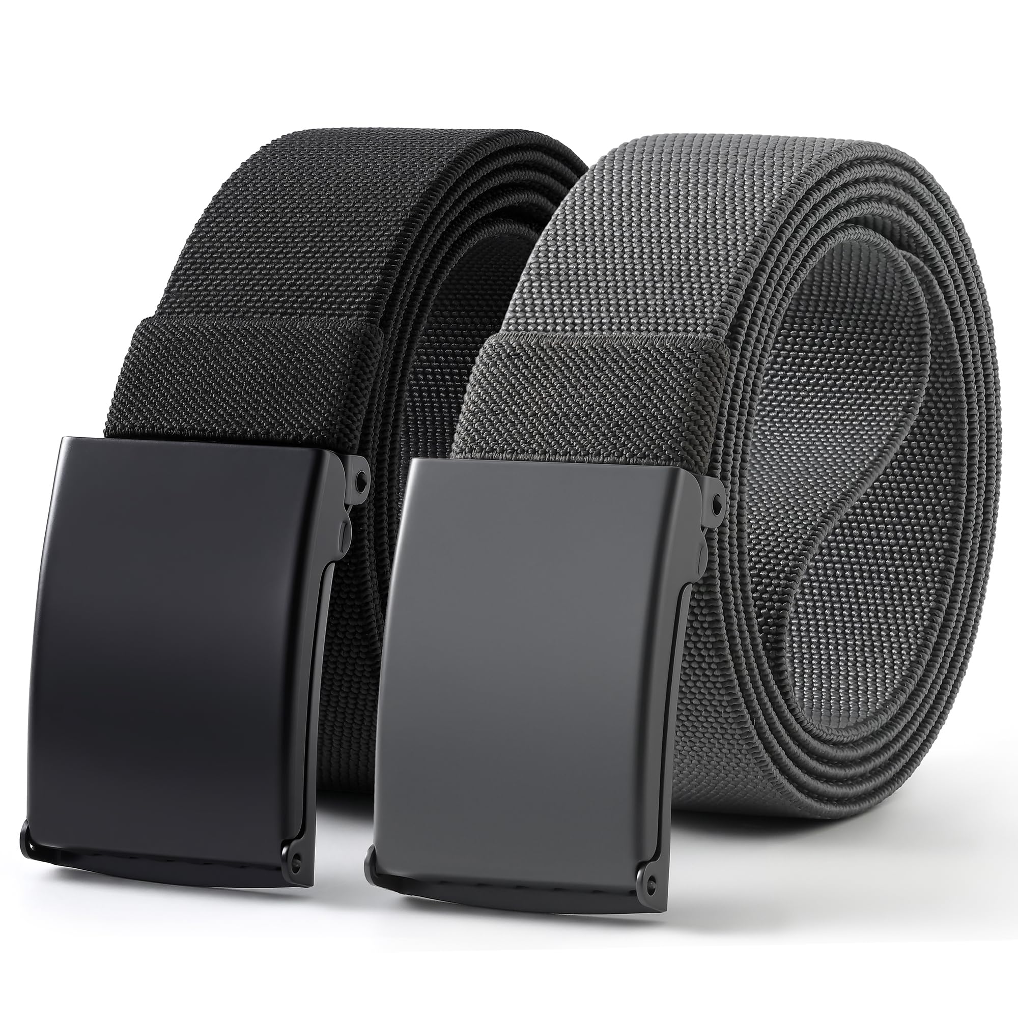 Mile High Life Stretch Canvas Belt for Men, Golf Casual Elastic Web Belt, Top Military Buckle, Adjustable Cut to Fit