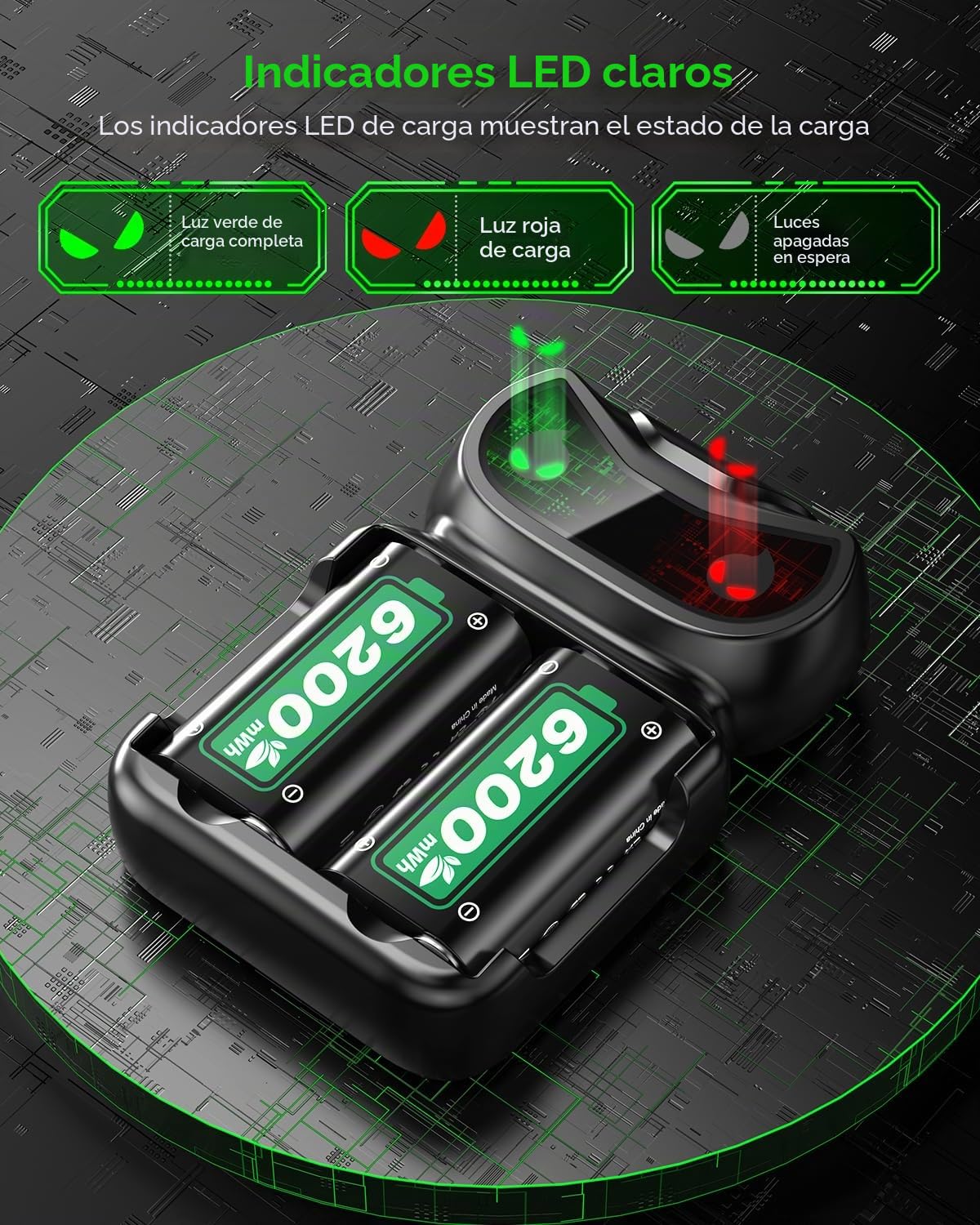 Batería de 6200 mWh para Xbox One/Xbox Series X/Series S/Xbox One X/S Controller, 2 x 6200 mWh 2,5 horas de carga rápida, 28 horas de tiempo de reproducción, batería para controlador Xbox One/Xbox