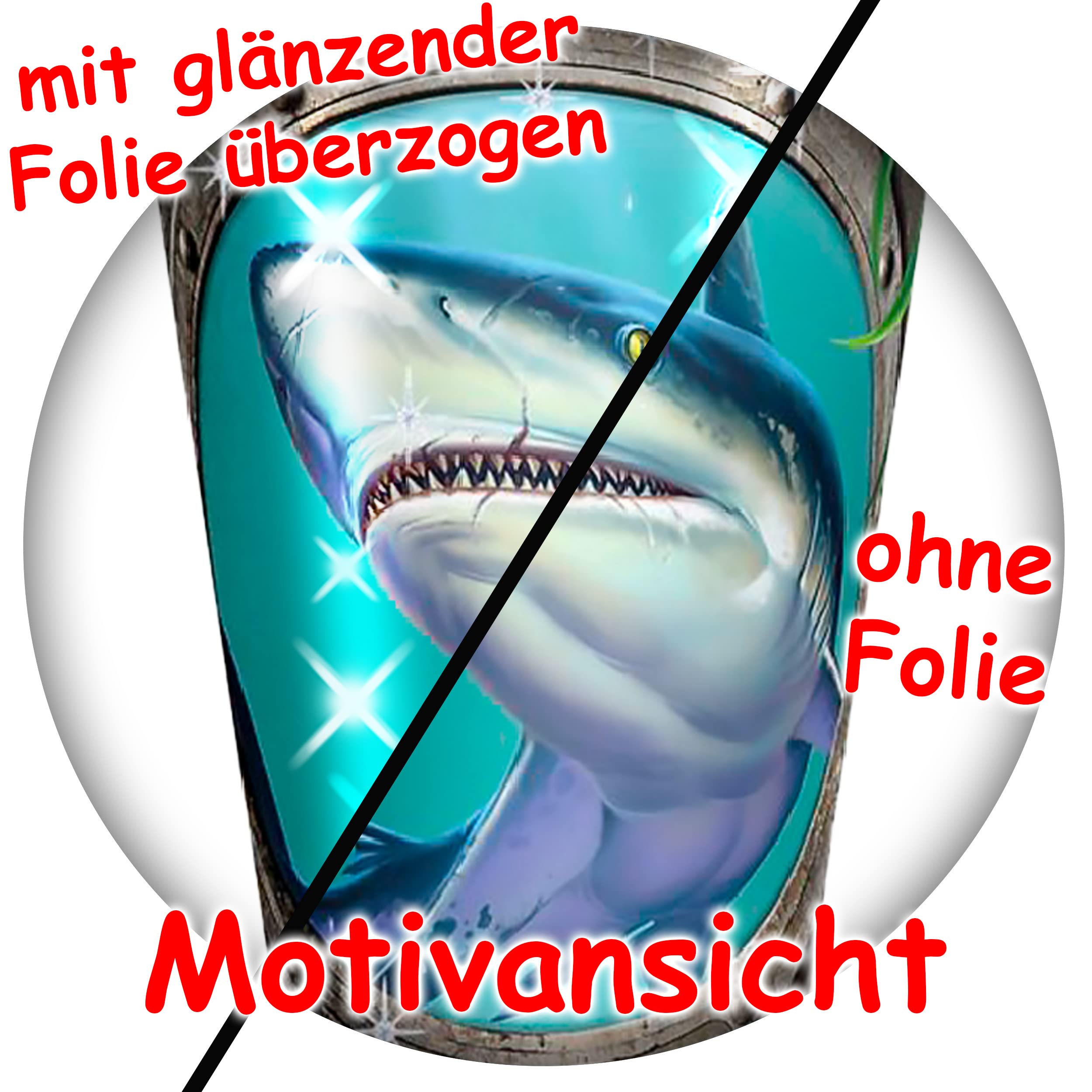 alles-meine.de GmbH Schultüte mit Glitzer - Effekt ! Hai Fisch 35-85 cm Größe wählbar mit Holzspitze inkl. komplette Füllung + Name + Bänder Schleife + Kunststoff S..