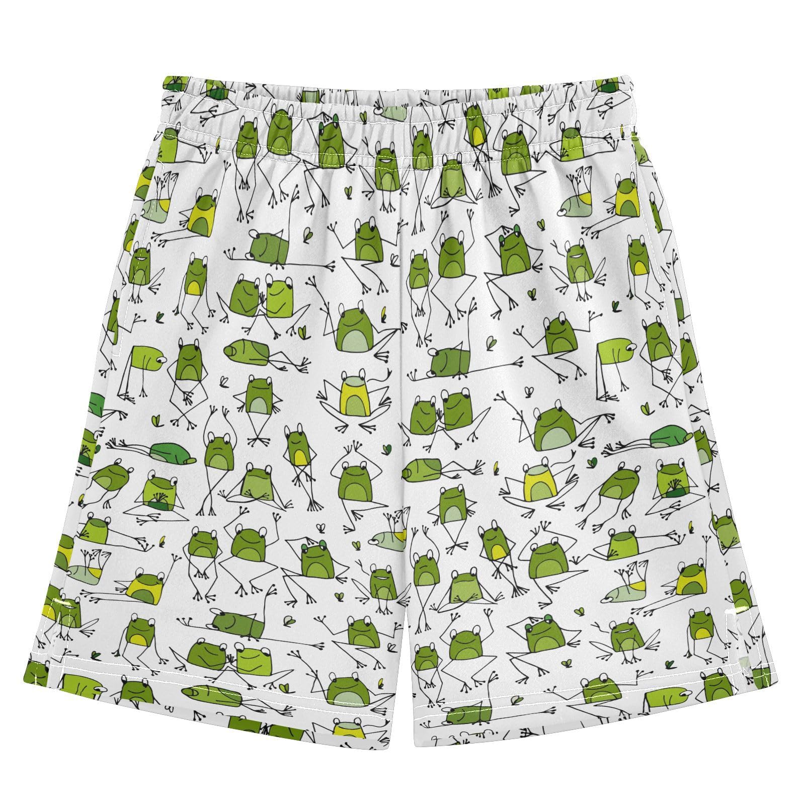 panksolu Cute Frogs Boys' Shorts Summer Cotton Adjust Pocket Boys Shorts Size 8 Years Multicolor