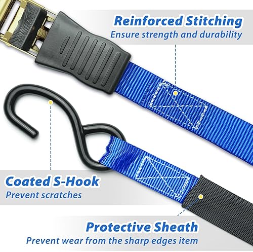 Miniatura 3 de Ohuhu correas para logística - 4 unidades - 15 pies - Capacidad de carga de 500 libras - Fuerza de ruptura de 500 libras