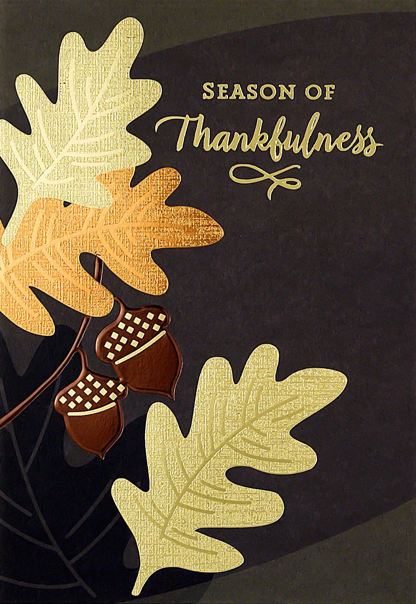 Hallmark Business Bulk 25 Pack Thanksgiving Cards for Customers and Employees (Multi Foil Leaves), 5x7 Cards, Message Inside, Envelopes Included