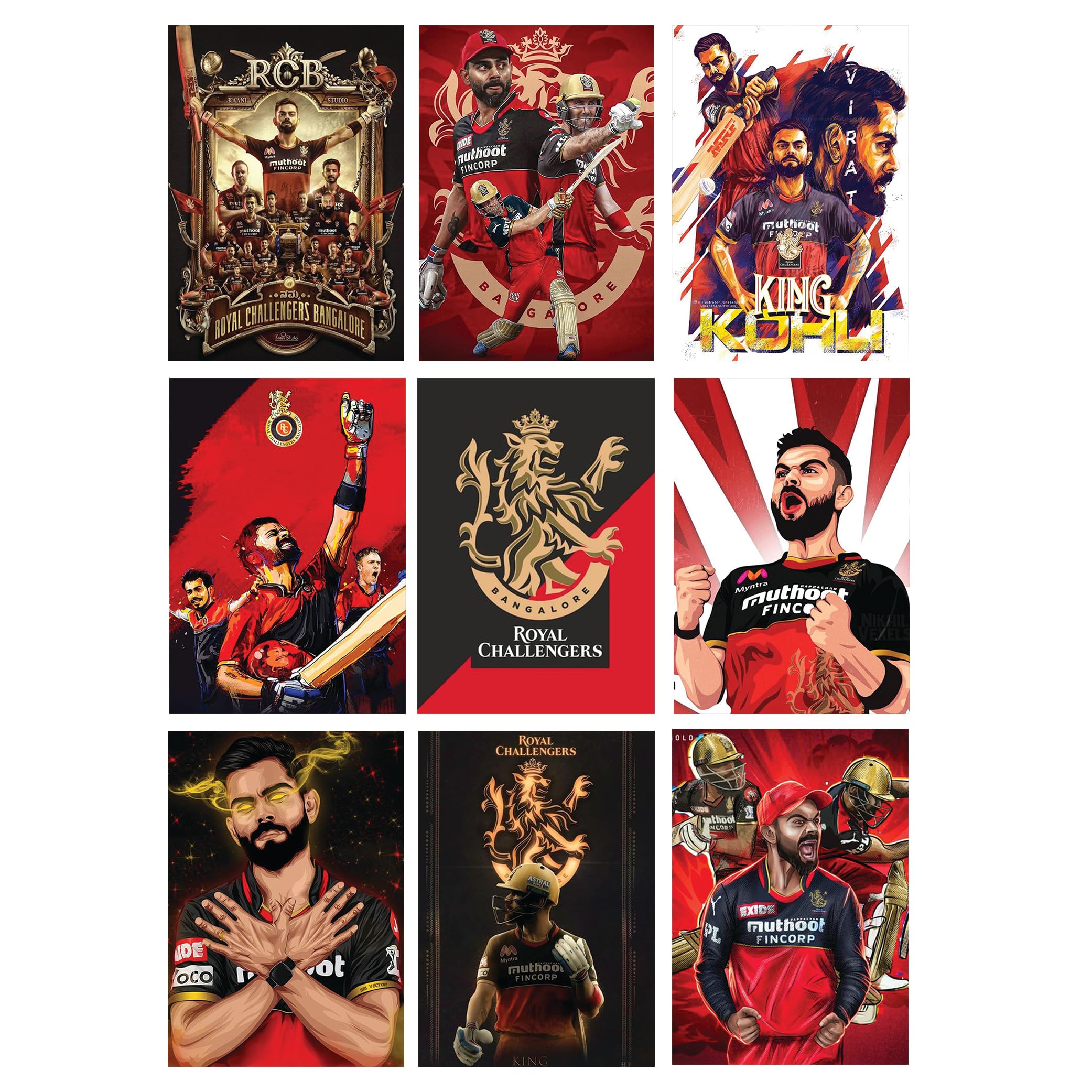 AROA Set of 9 RCB Fever Wall Posters Model : 098 Wall Stickers Wall Decor Poster for Room | Size : 6 in X 8.5 in | 300 GSM Wall Stickers (B0CY5TT2XN) Amazon Price History, Amazon Price Tracker