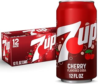 Cherry 7UP Soda 12-Pack, 12 fl oz Cans - Crisp Cherry Flavor, Caffeine-Free Refreshment