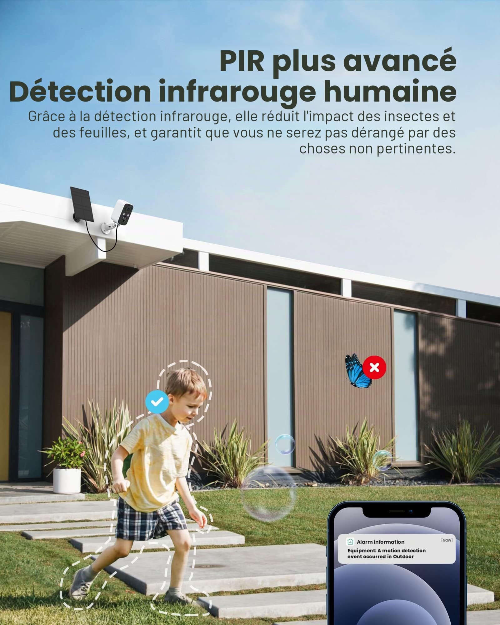 FOAOOD Caméra Surveillance WiFi Extérieure sans Fil avec Panneau Solaire,Caméra Surveillance WiFi avec Vision Nocturne Couleur, Détection Humaine PIR, Audio Bidirectionnel, Étanche IP66