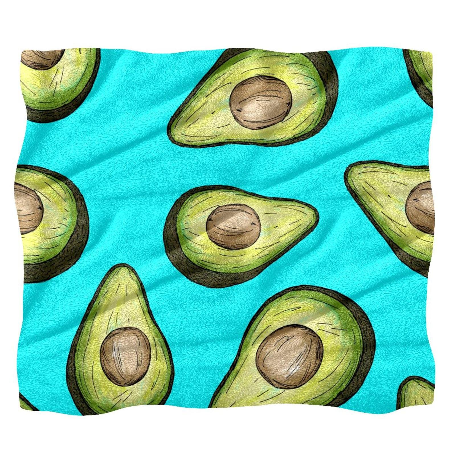 Jeté de lit en polaire doux motif fruit couverture chaude bleue