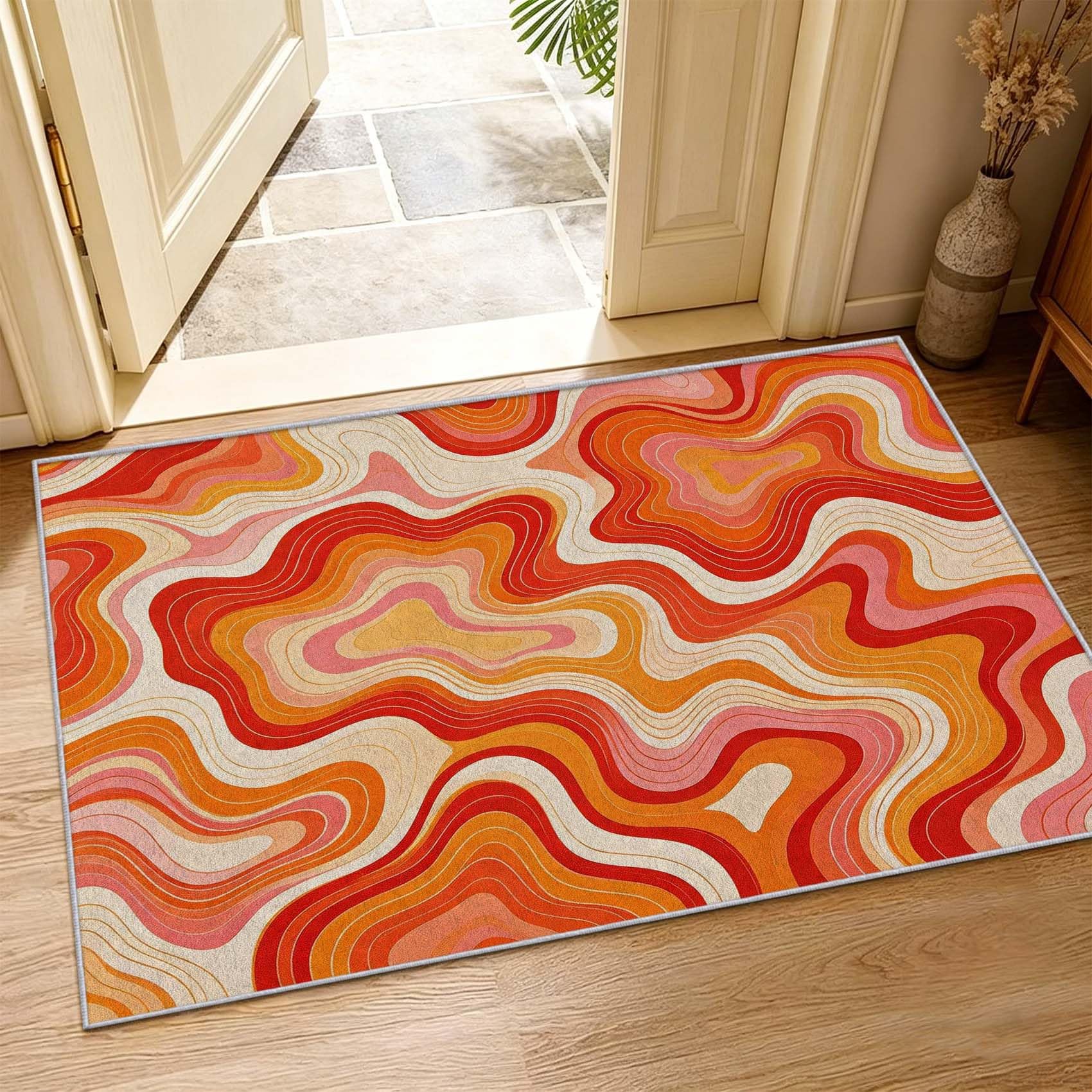 Tapis de Salon Années 1970 3D, 120x170 cm, Doux Poils Courts