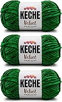 Vista 52 de Keche Hilo de terciopelo para ganchillo, manta de felpilla suave, voluminosa, hilo amigurumi, 3.53 oz (132 yardas), color menta