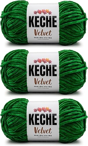 Miniatura 52 de Keche Hilo de terciopelo para ganchillo, manta de felpilla suave, voluminosa, hilo amigurumi, 3.53 oz (132 yardas), color menta