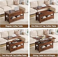 Vista 4 de Rolanstar - Mesa de café con tapa elevable, mesa de centro multifuncional convertible con cajones y compartimento oculto, se convierte en mesa