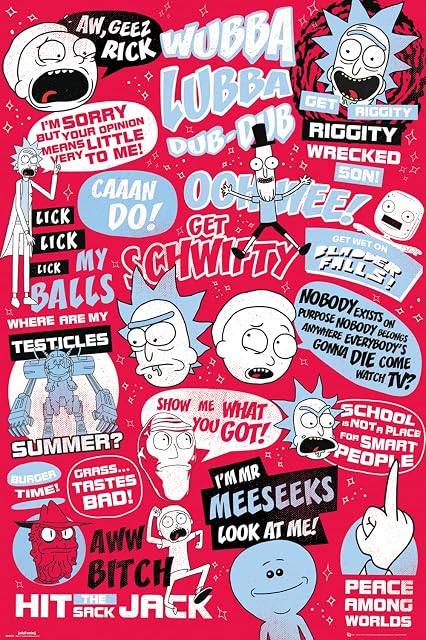 GB eye LTD, Rick and Morty, Quotes, Maxi Poster 61x91.5 cm, Wood, Various, 65 x 3.5 x 3.5 cm