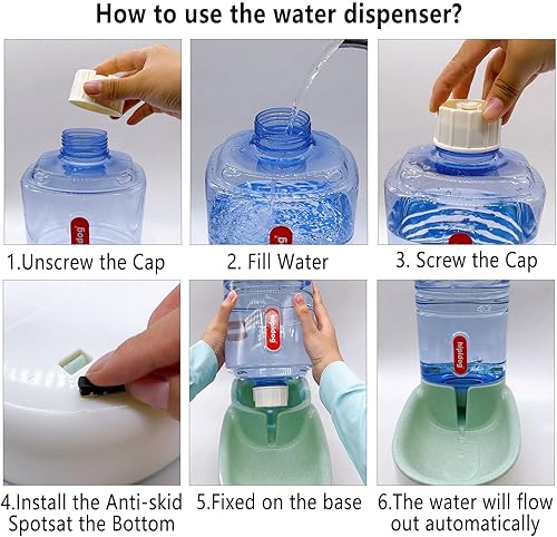 Miniatura 7 de kathson Gravity - Dispensador de agua para perros, estación automática de agua potable para gatos, 1 galón, gran capacidad, cuenco de agua para Azul