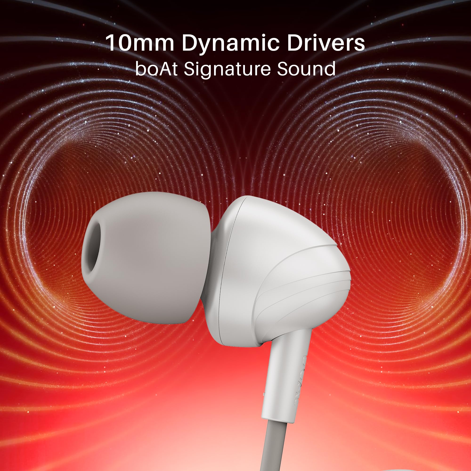 boAt BassHeads 210 Wired Earphones with 10mm Drivers, Signature Sound, in-Line Microphone, 3.5mm Jack, Voice Assistant & 120cm Cable (Off White) — Amazon image 3
