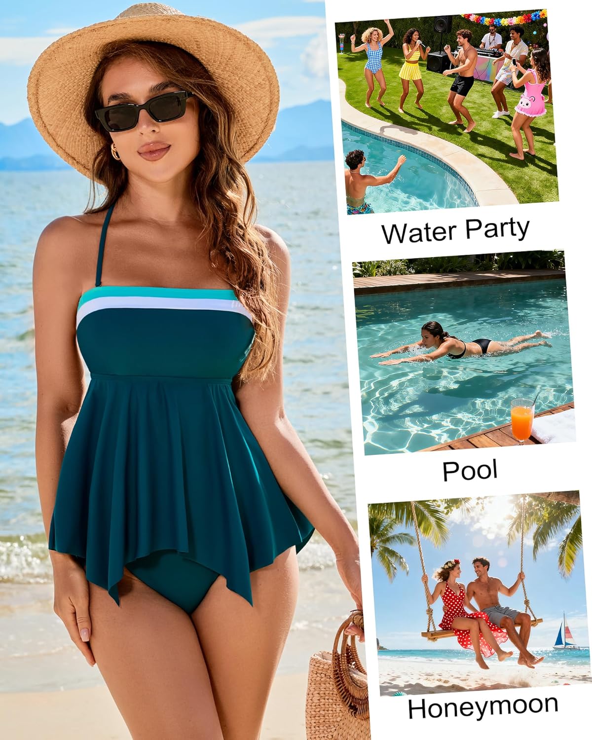 Jolefille Strapless Tankini Swimsuits for Women 2 Piece Tummy Control High Waisted Bathing Suits Flowy Modest Swim Suit 2026 - Image 8