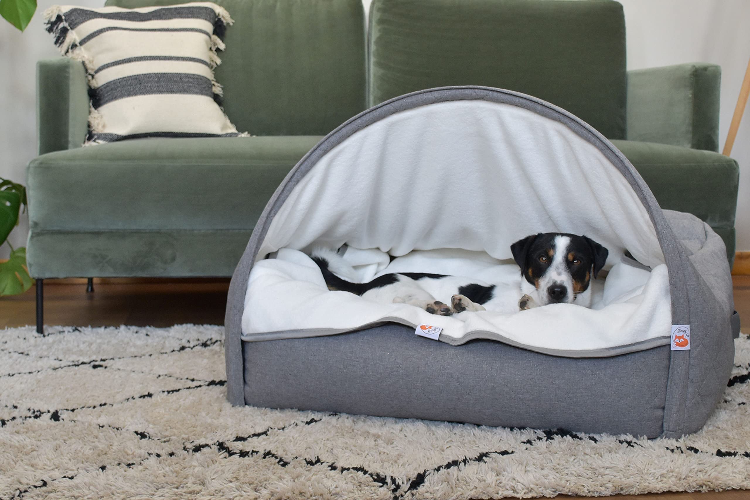 Sleepy Fox Snuggle - Manta para gatos y perros con forro polar Sherpa (100 x 140 cm), color gris