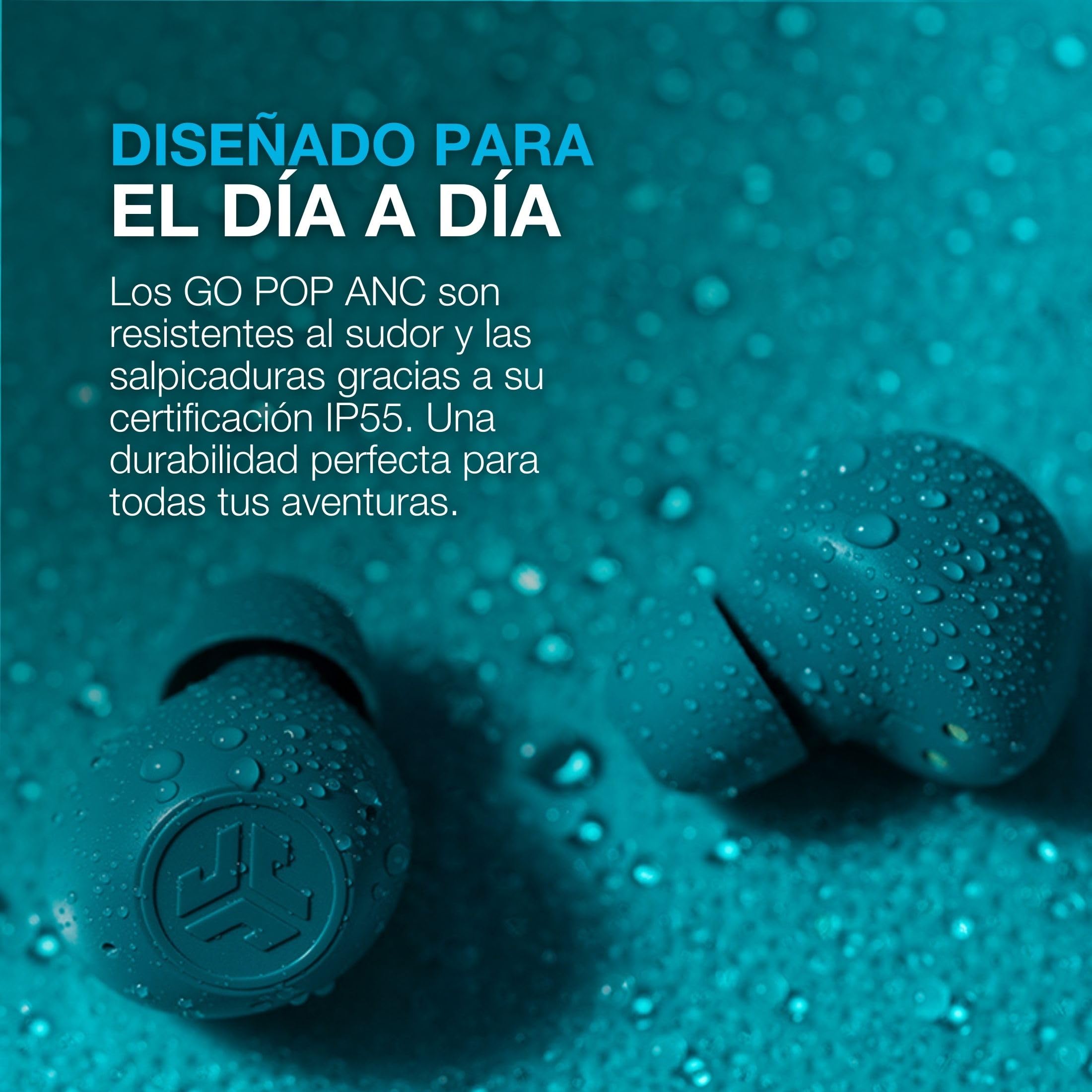 JLab Go Pop ANC Auriculares Bluetooth ANC, 24+ h de autonomía, IP55 Resistentes al Sudor, micrófono, Llamadas claras y conexión multipunto, Fucsia