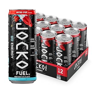 Jocko Fuel GO Energy Drinks, Nitro Pop - 95mg Caffeine with Added Adaptogens, Vitamin B12 & B6, L Theanine for Mood & Focus Support, No Sugar, 12 Pack - Packaging May Vary