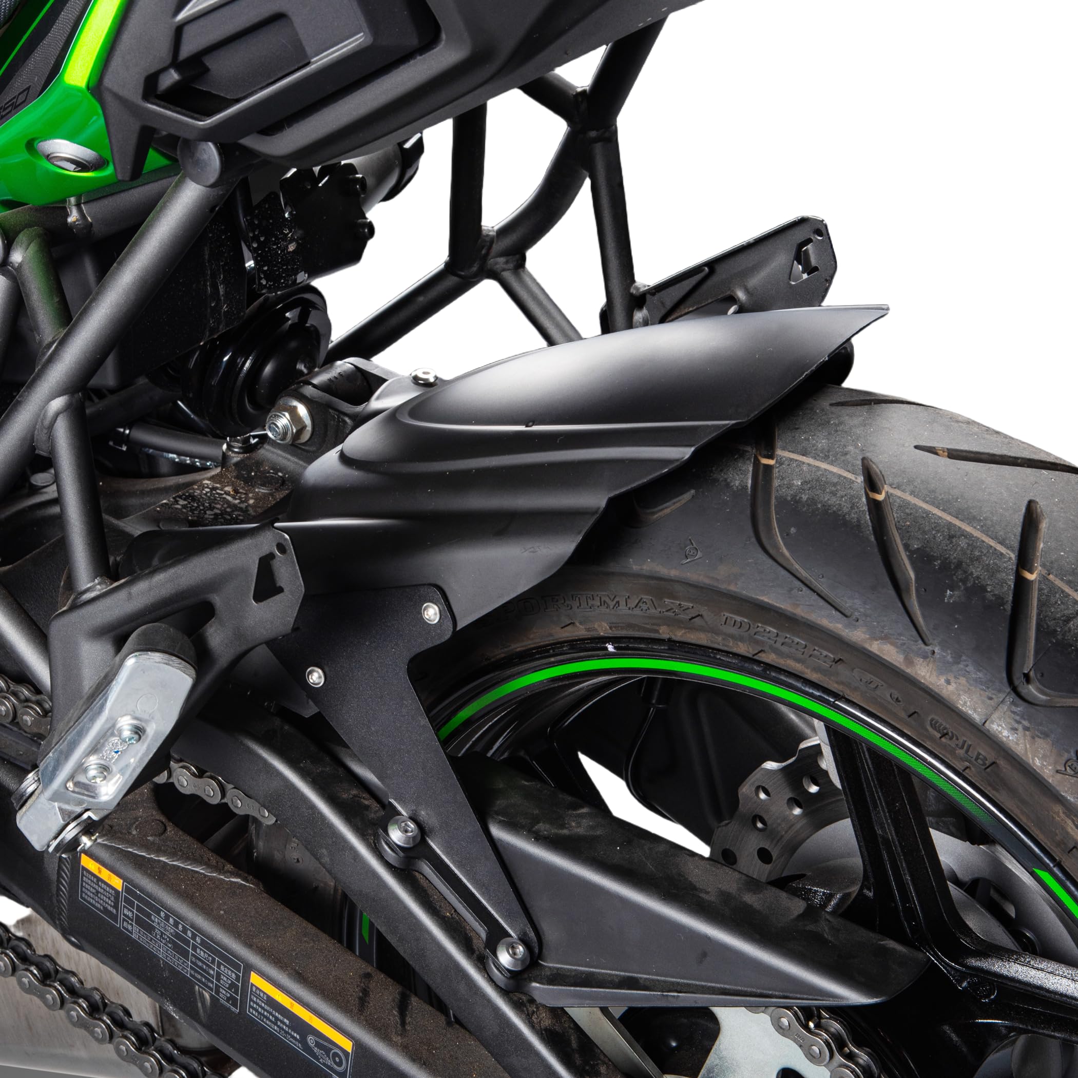 Motorrad Hinterrad-Kotflügel für Versys650 2015 2016 2017 2018 2019 2020 2021 2022 2023 2024 2025 Heck Schmutzfänger Schutz Spritzschutz ADV Sport Reiseschutz (Schwarz)